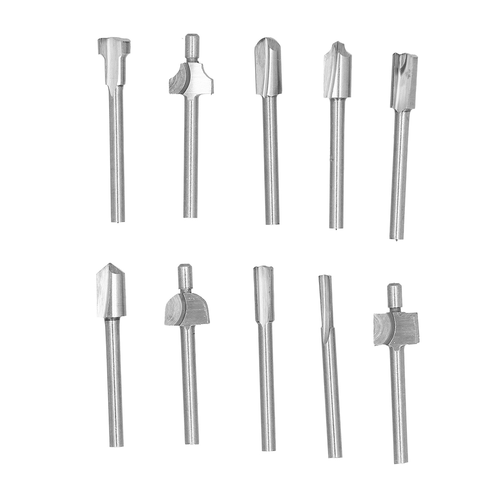 Set Mit 10 Großvolumigen Nutfräsern, Leisen, Antihaftbeschichteten Klingen Aus Hochgeschwindigkeitsstahl, 3,2 Mm (1/8") Schaft