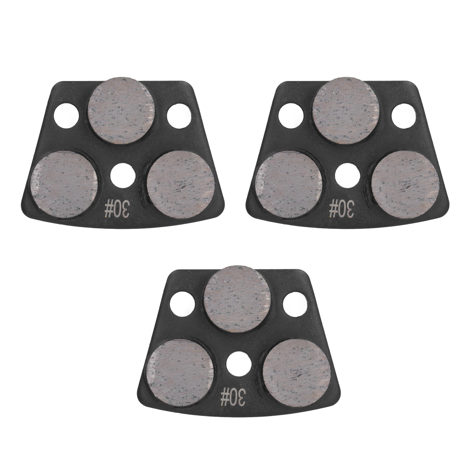 Set Aus 3 Trapezförmigen Diamantschleifscheiben Zum Schneiden Von Betonböden, Mit 3 Zylindrischen Zähnen, Schwarzer Beschichtung, Körnung 30