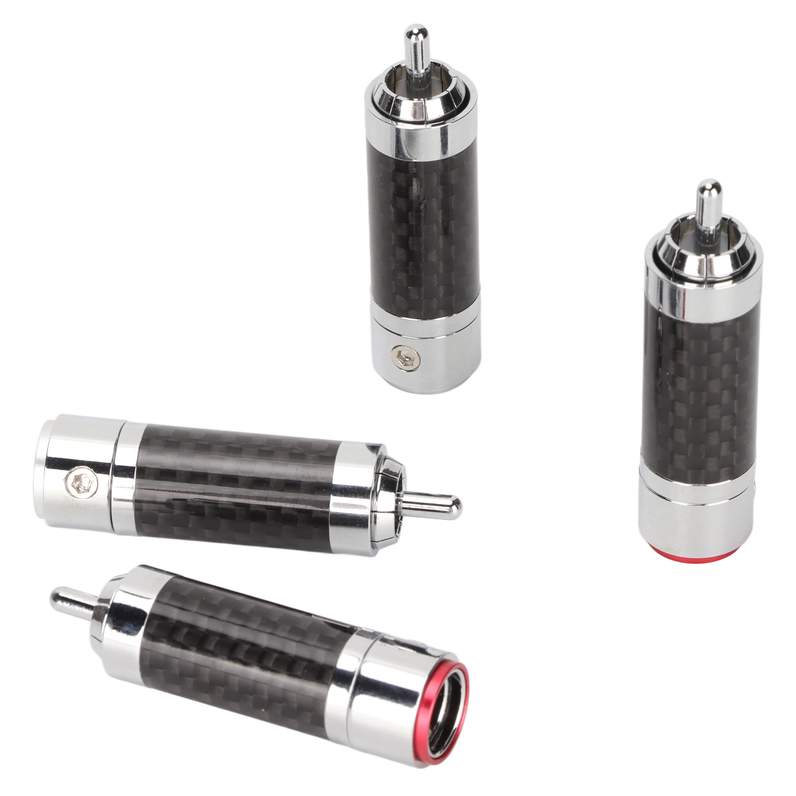 Robuster Rca-stecker Aus Verchromter Kohlefaser Und Lotus-plattiert Für Audioverstärkerkabel.