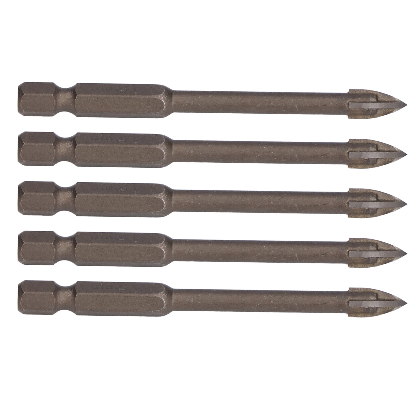 Set Mit 5 6-mm-sechskant-kreuzschlitzbohrern (1/4") Für Fliesen, Glas, Keramik Und Beton, Hartmetallwerkzeug