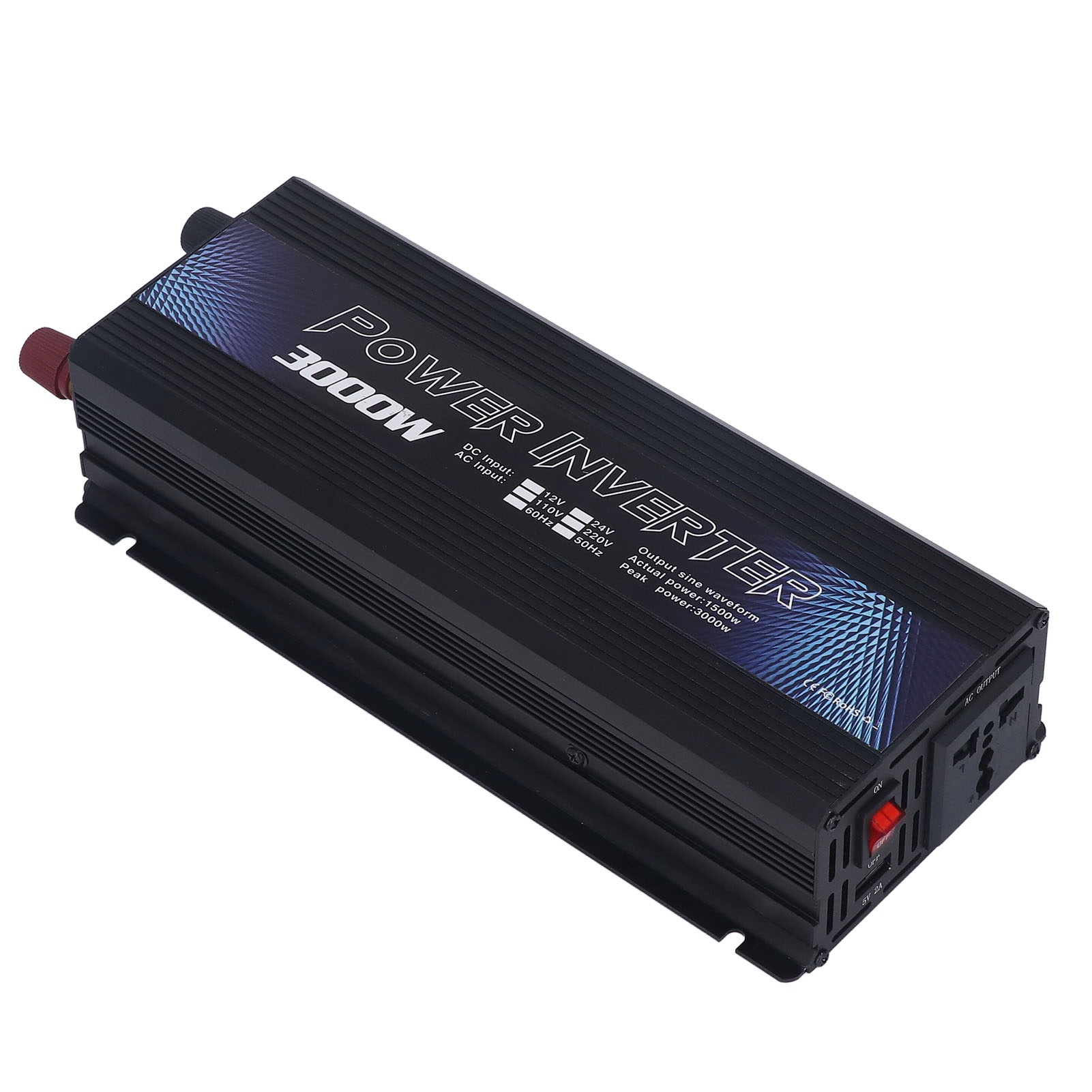 Sinus-wechselrichter Für Fahrzeuge Mit Usb-anschluss Und Lüfter, 3000 W, 12 V Dc Auf 110 V Ac, Schwarz, 60 Hz