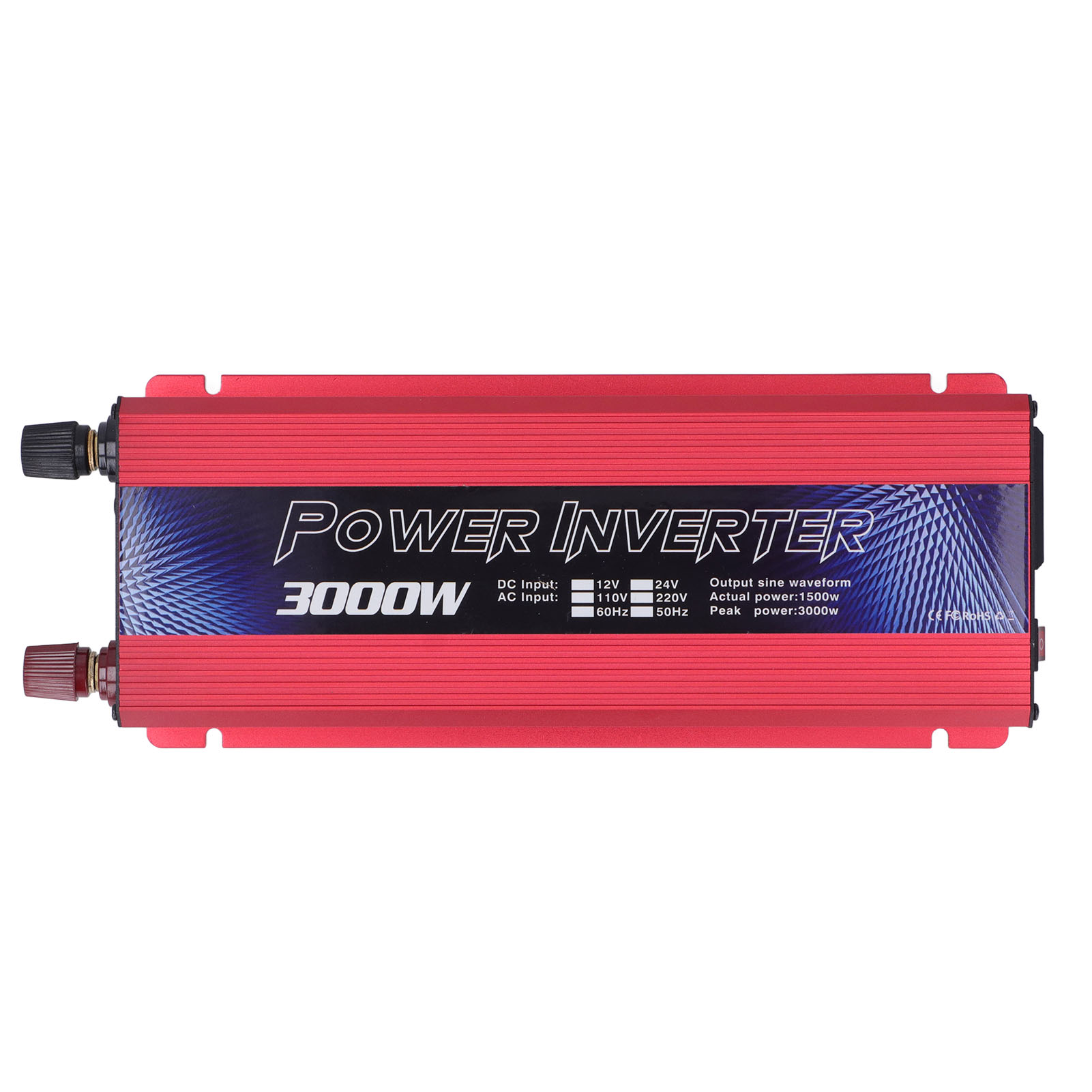 Sinus-wechselrichter Für Autos Mit Usb-anschluss Und Lüfter, 3000 W, 12 V Dc Auf 220 V Ac, 50 Hz, Rot