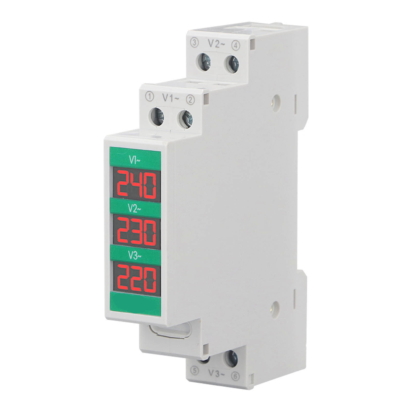 Dreiphasen-voltmeter Mit Digitaler Lcd-anzeige, Din-schienenmontage, 60–450 V