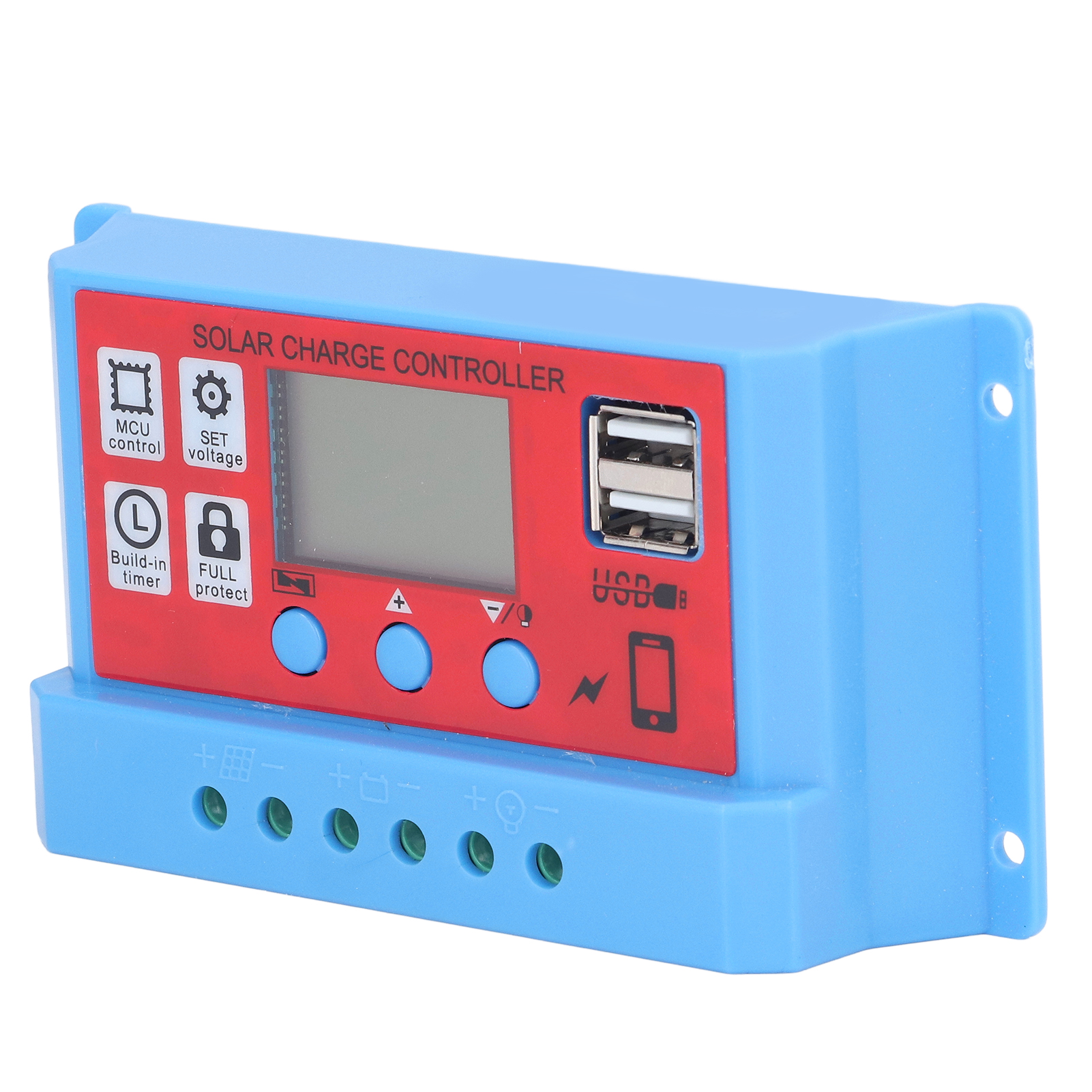 Laderegler Für 12v/24v-solarmodule, Dreiphasiger Pwm-photovoltaiklader, Lcd-anzeige, 20a