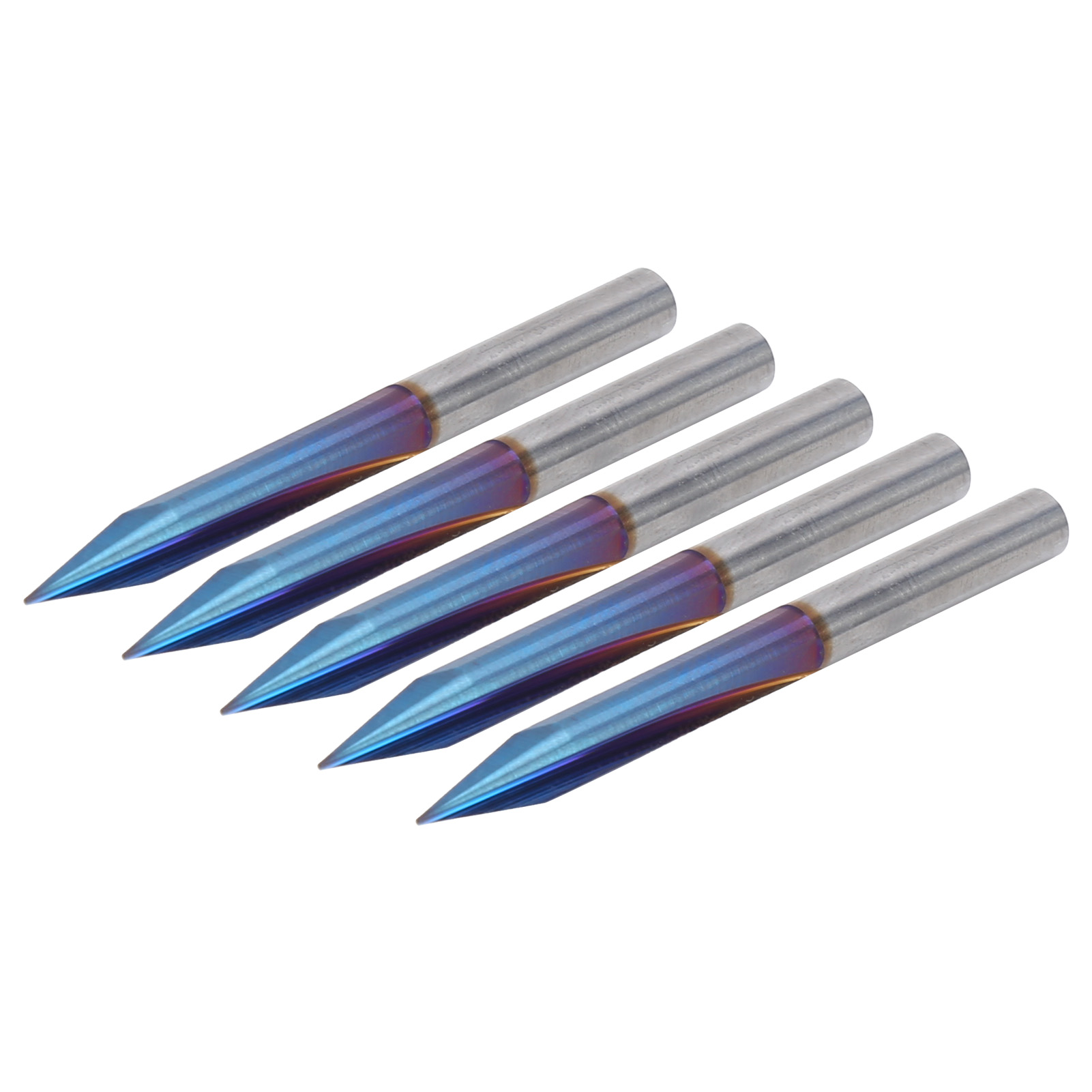Satz Mit 5 Geraden V-nutfräsern, 2 Schneiden, Blau, Zum Gravieren Und Fräsen, 4 X 0,5 X 20 Mm