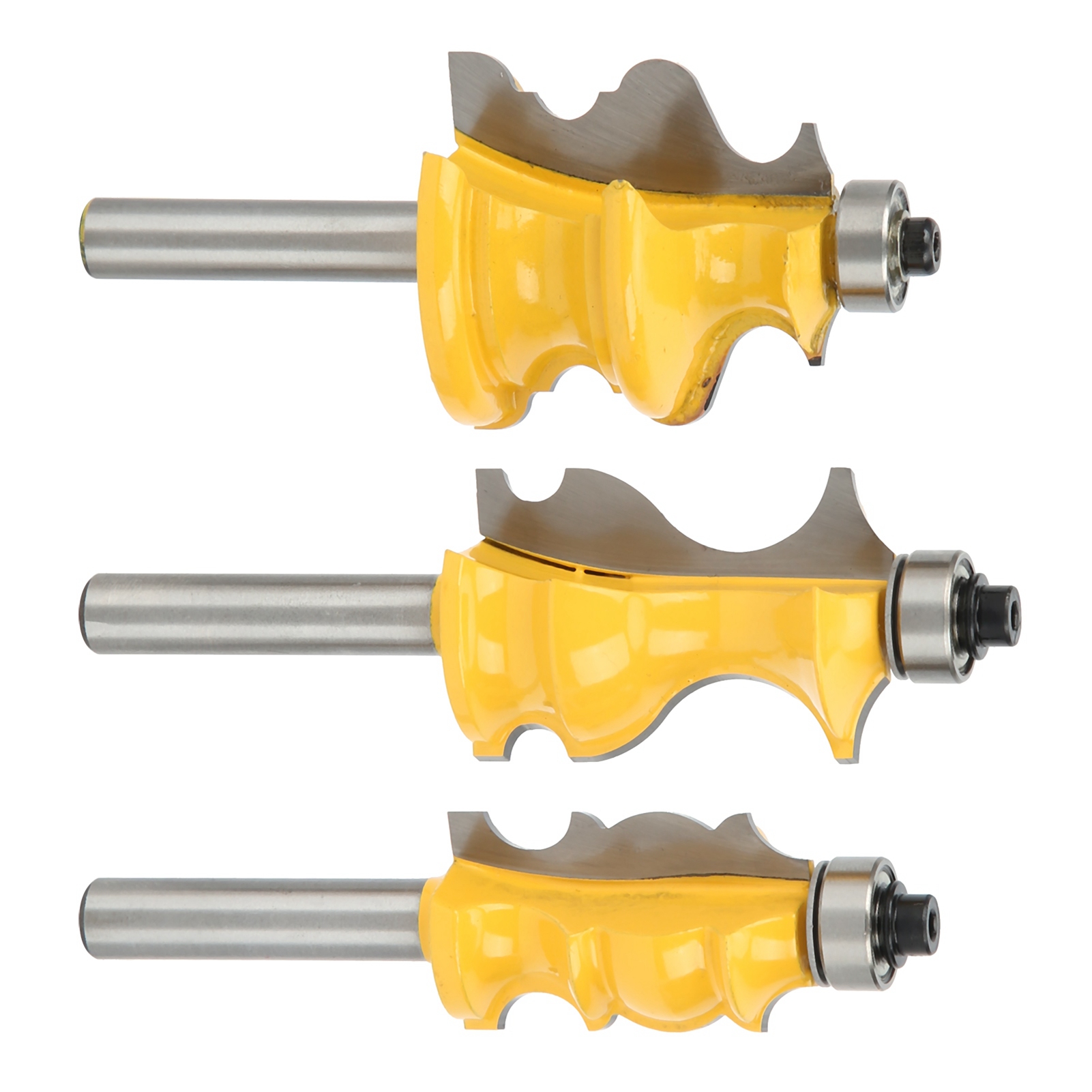 Set Aus 3 Holzfräsern Mit 8 Mm (0,3 Zoll) Schaftdurchmesser Und Anti-backlash-system.