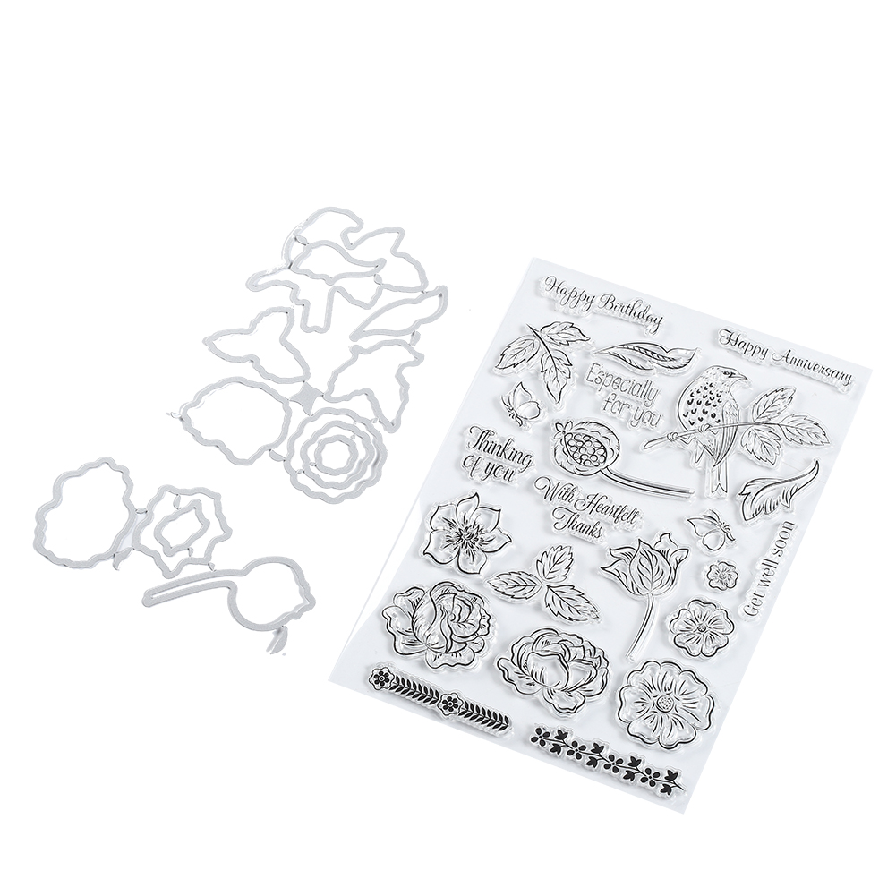 Transparenter Stempel, Stanzform, Transparenter Gummi, Blatt-, Blumen- Und Vogelmuster, Bastelbedarf Für Kreatives Journaling.