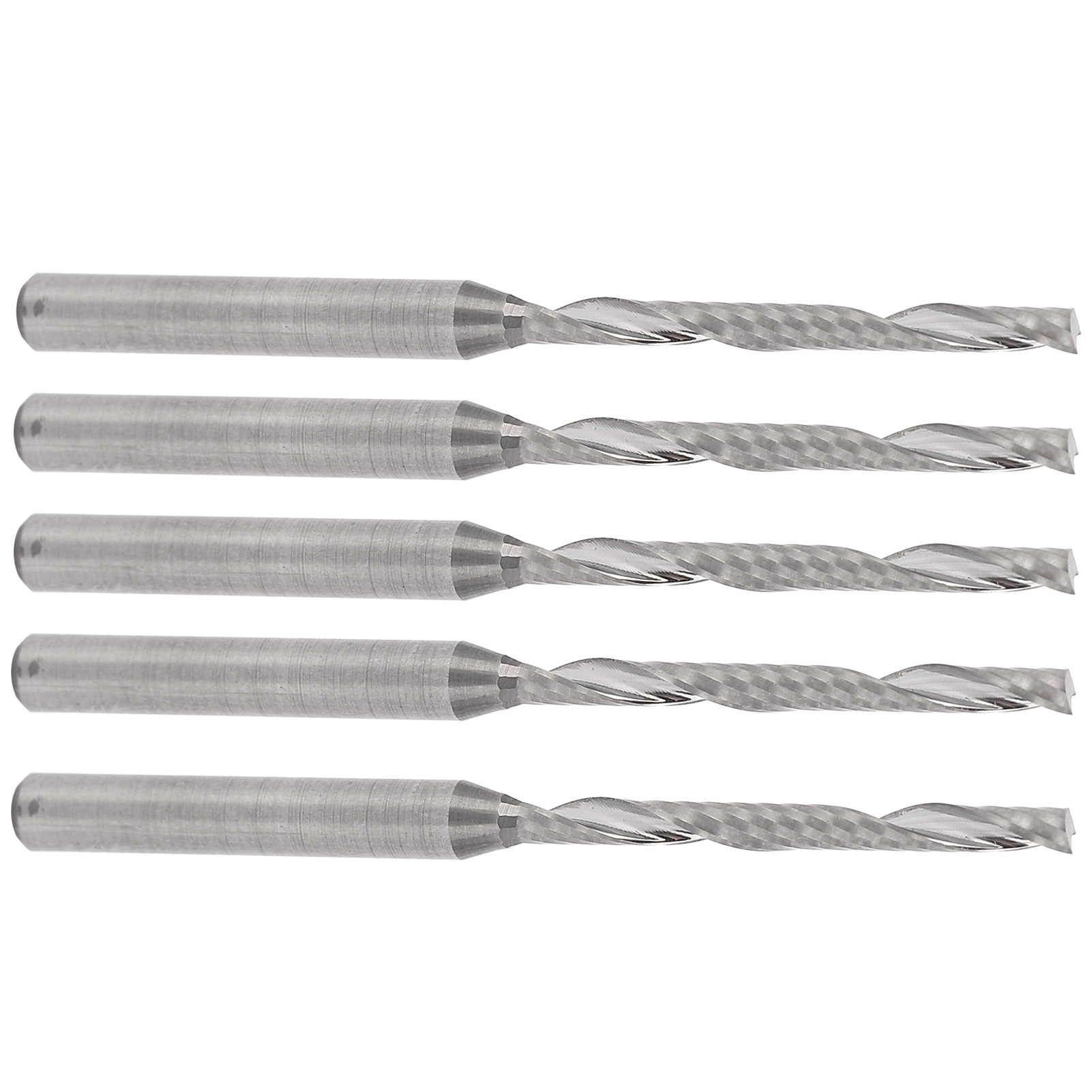 Set Mit 5 Spiralfräsern Aus Wolframstahl Für Die Holzbearbeitung, 3,175 X 2 X 22 X 45 Mm