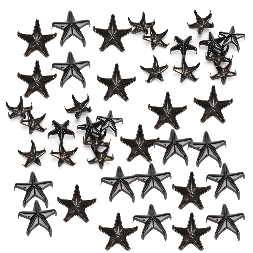 200 Fünfzackige Sternnieten, Sternförmige Krallennieten, Dekorative Accessoires Für Taschen Und Hüte, 10 Mm, Schwarz