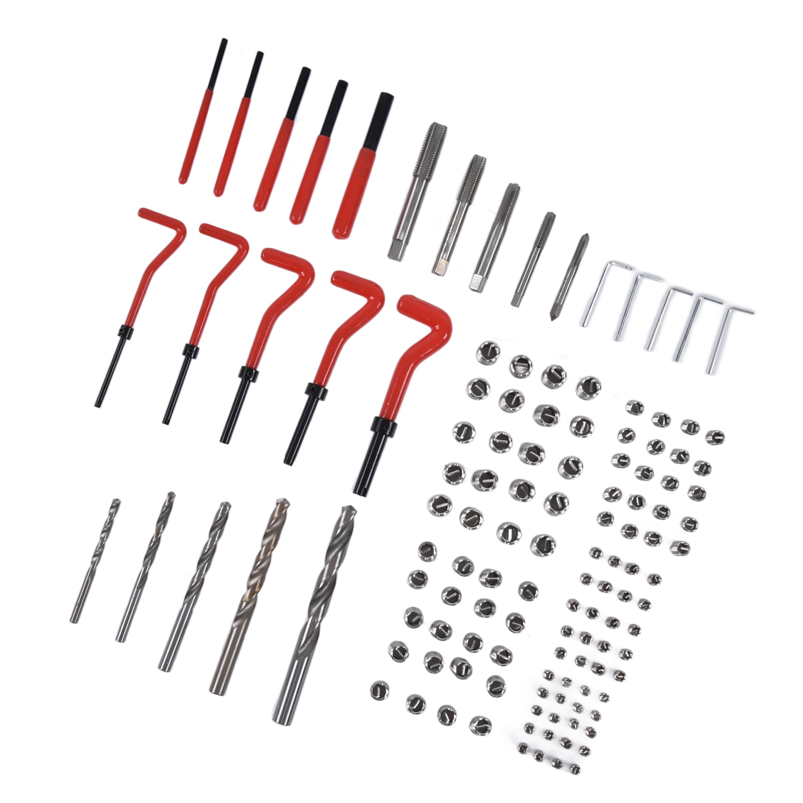 125-teiliges Gewindereparaturset, Restaurierungswerkzeug, Schraubenschlüssel, Spiralbohrer-set M5 M6 M8 M10 M12