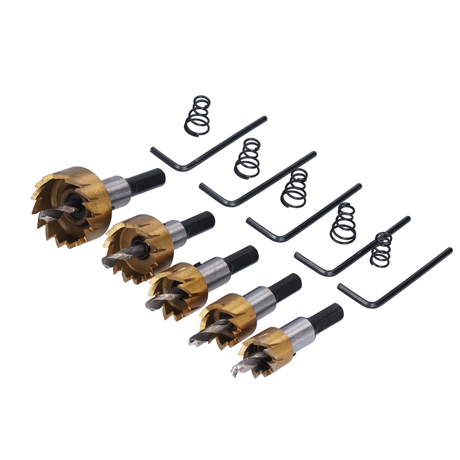 Set Mit 5 Lochsägenbohrern Aus Kohlenstoffstahl Für Die Holzbearbeitung, Durchmesser: 16, 18,5, 20, 25 Und 30 Mm.