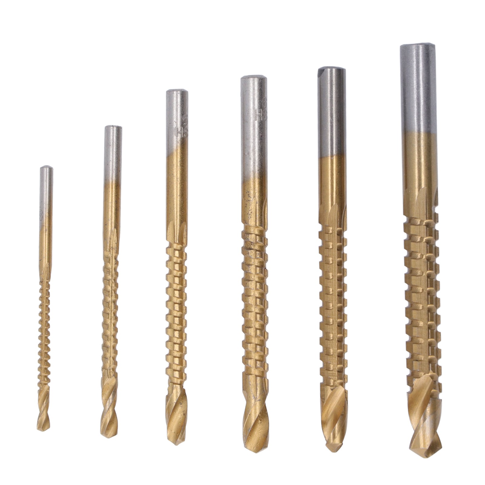 Set Mit 6 Gezahnten Hss-bohrern Für Die Holzbearbeitung, Für Weiche Materialien, Von 3 Bis 8 Mm.