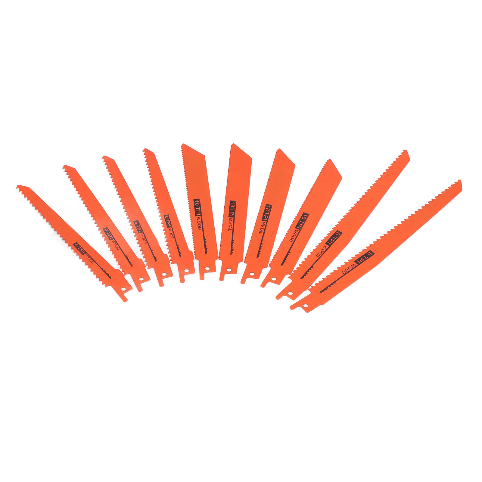 Packung Mit 10 Hss-säbelsägeblättern, Schneidwerkzeug Für Metall, Holz Und Kunststoff, Orange