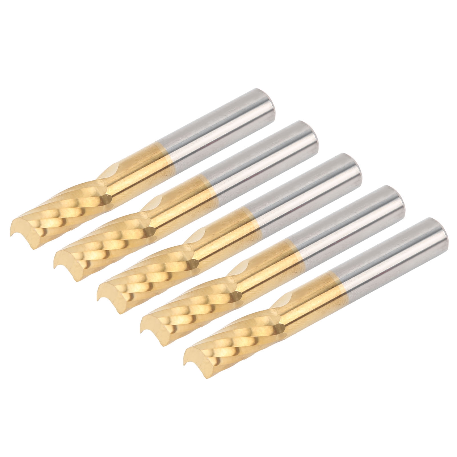 Satz Mit 5 Hss-spiralfräsern, 1-schneidig, Titanbeschichtet, Für Cnc-fräsen, Abmessungen: 6 X 12 X 50 Mm