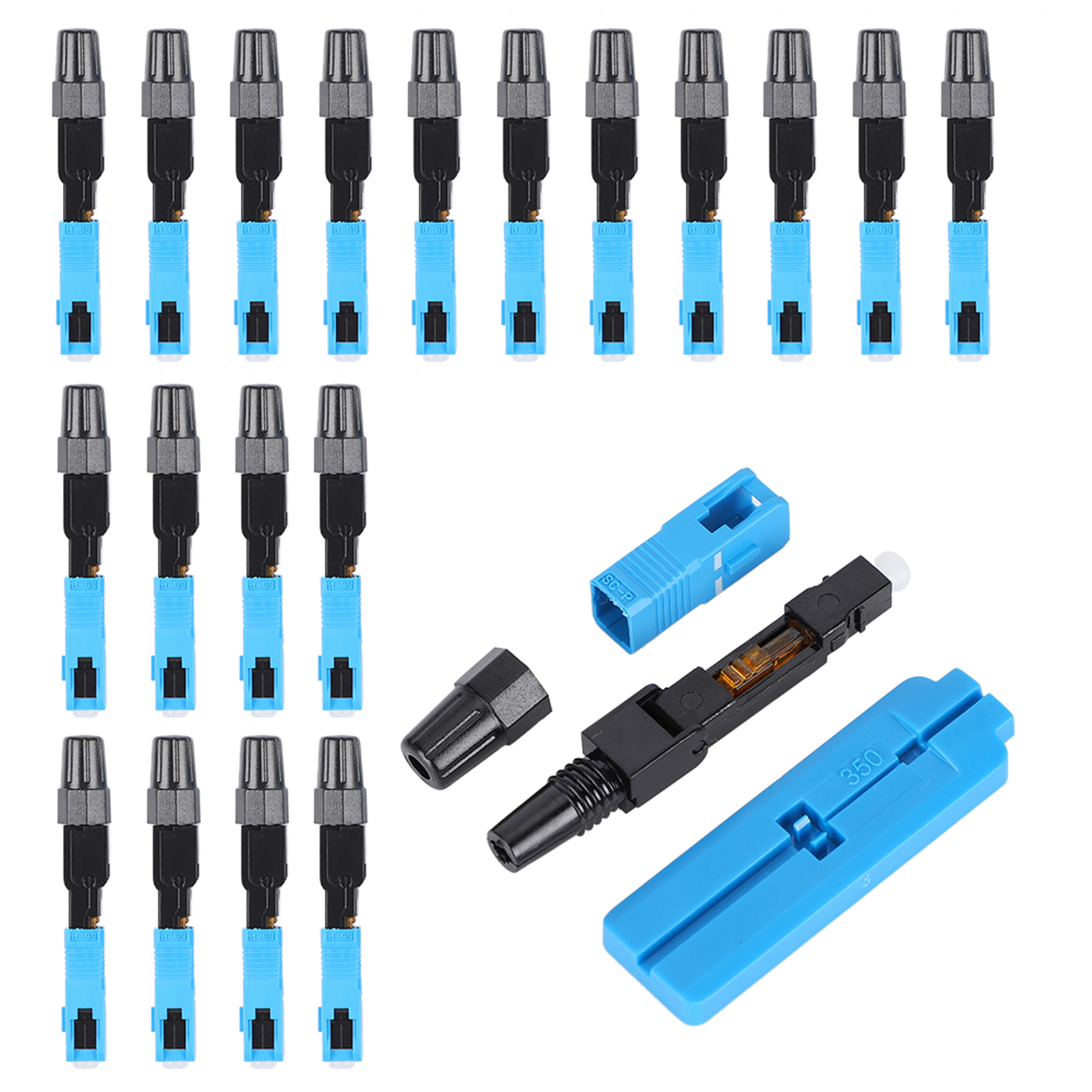 Packung Mit 20 Schnellverbindern Für Glasfaser, Telekommunikationsqualität, Integriert Und Wiederverwendbar, Upc-code