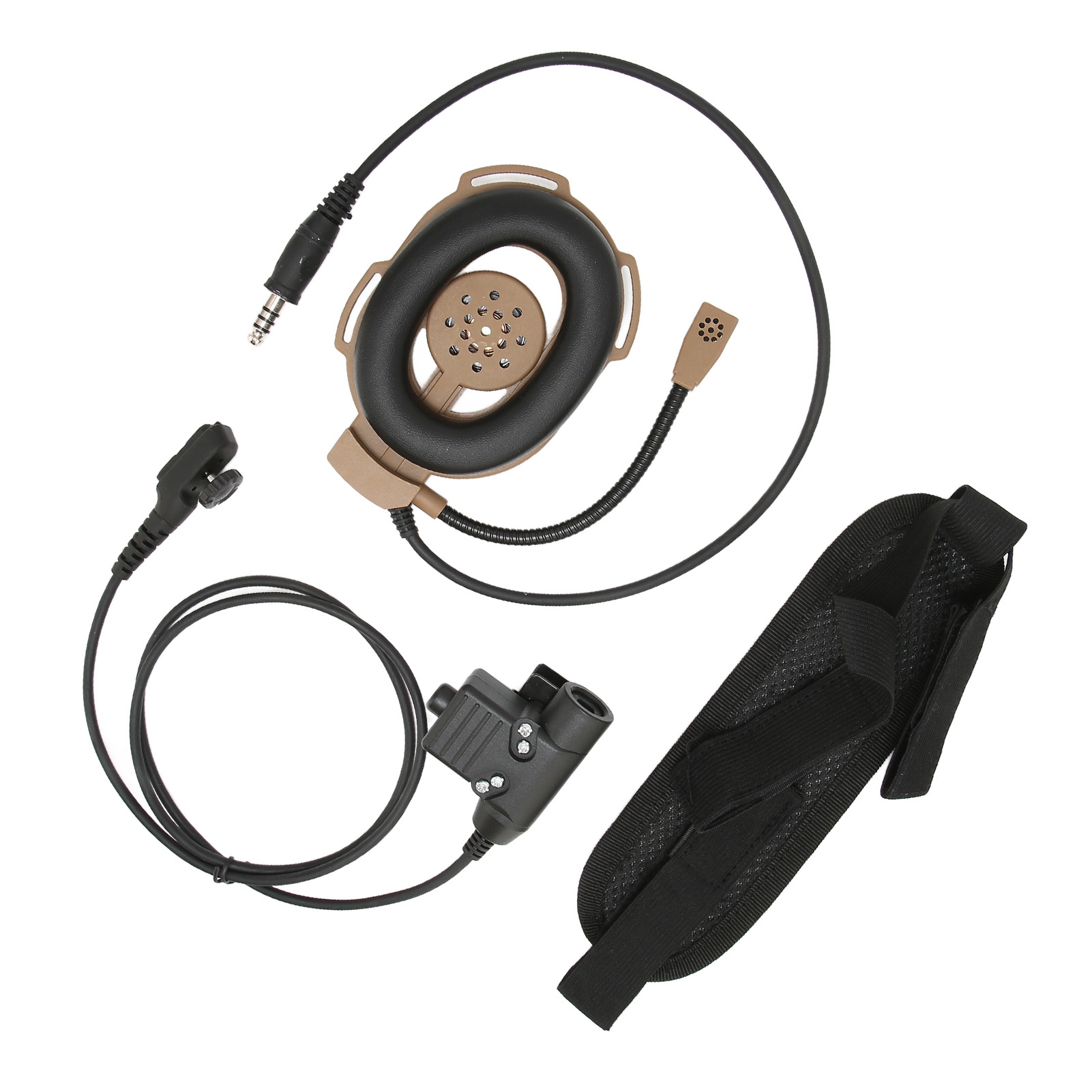 Hochresistentes Hd01 Militär-einseiten-headset Für Hytera Pd-780, Pd-785 Und Pd-788 Funkgeräte (braun)