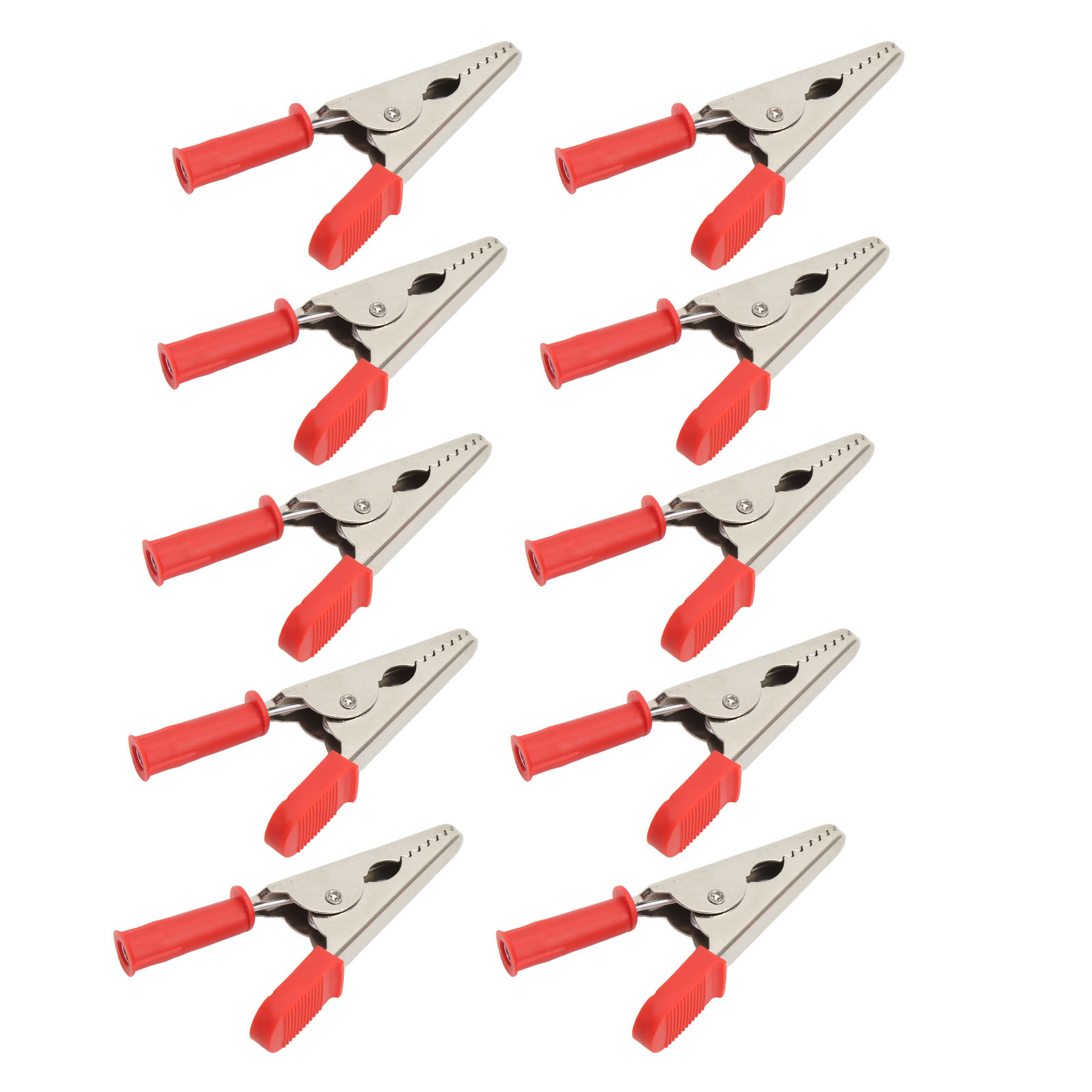 Packung Mit 10 Krokodilklemmen J.60047, 20 Mm Öffnung, Aus Messing, Für Elektrische Prüfungen Von Batterien (rot).