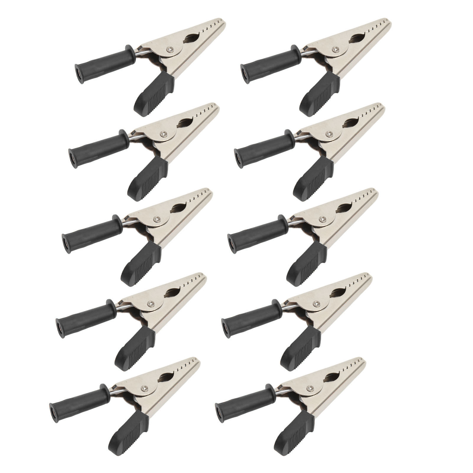 Packung Mit 10 Krokodilklemmen J.60047, 20 Mm Öffnung, Aus Messing, Für Elektrische Prüfungen Von Batterien (schwarz).
