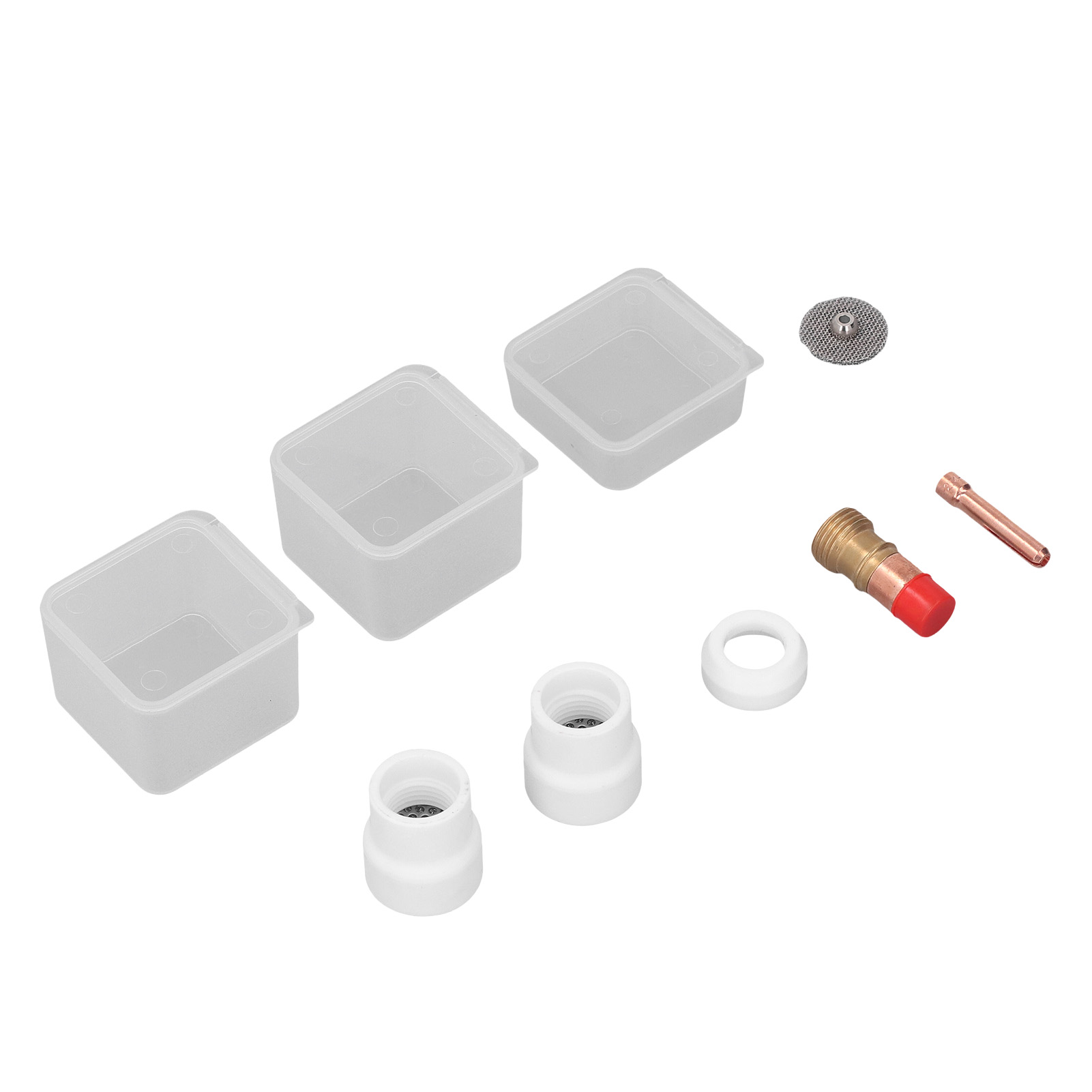Set Mit 6 Zubehörteilen Für Wig-schweißbrenner: Gaslinse, Klemme, Isolator Und Keramikdüse Für Wp 17, 18 Und 26 Wig-schweißbrenner.