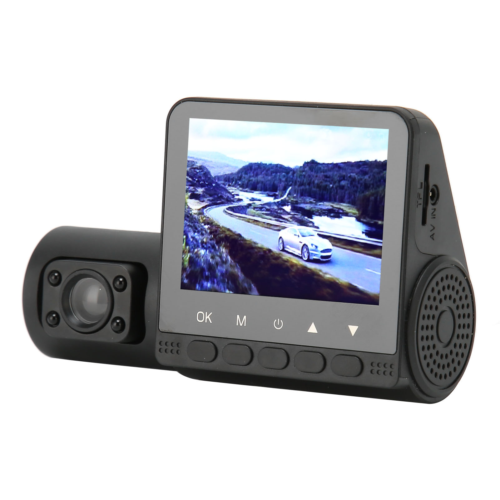 3-kanal-dashcam Mit 2,4-zoll-display, 1080p-auflösung, Nachtsichtfunktion, Loop-aufnahme, Bewegungserkennung Und Fahrtenaufzeichnung