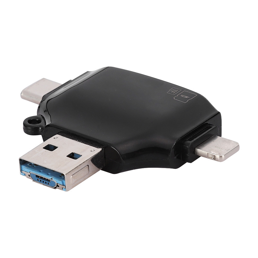 4-in-1 Otg Multifunktions-speicherkartenleser Für Ios-kameras Und Mobiltelefone (schwarz)