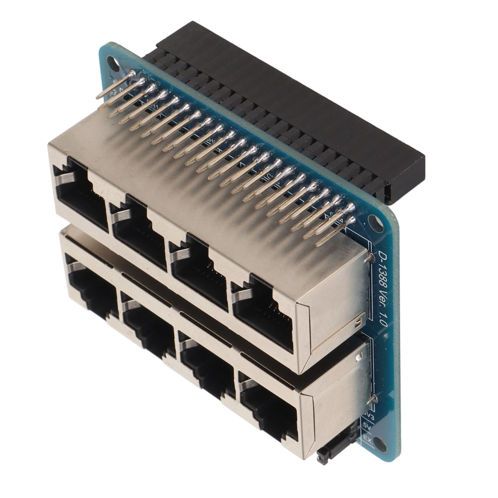 Professionelle 8-port-rj45-gpio-erweiterungskarte Mit 40-poligem Netzteil Für Raspberry Pi 1a+, 1b+, 2b, 3b, 3b+, 3a+ Und 4b