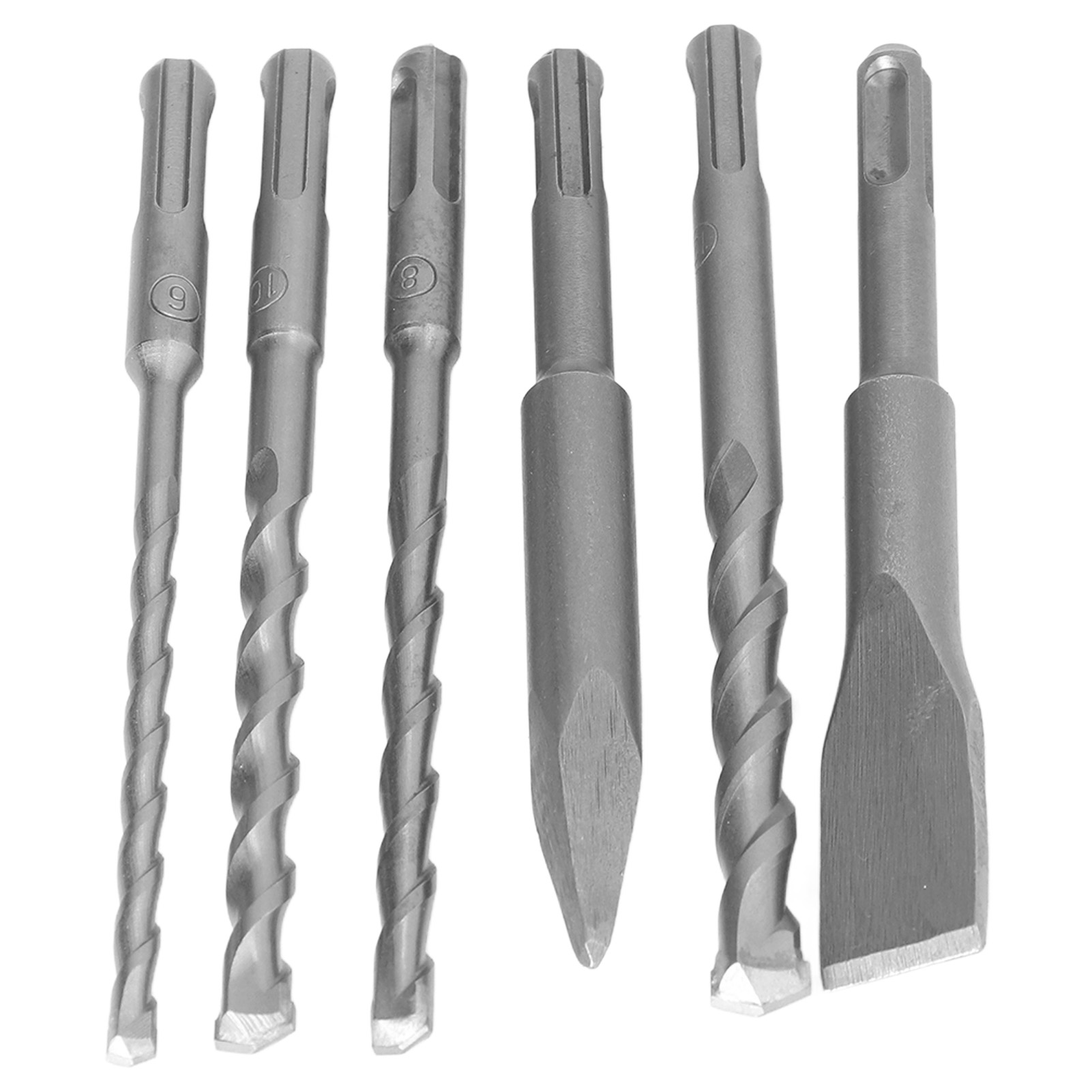 Set Mit 6 Bohrern, Bestehend Aus Spitzmeißel Und Flachmeißel, Hohe Härte, Zum Schnellen Bohren Von Ziegeln.