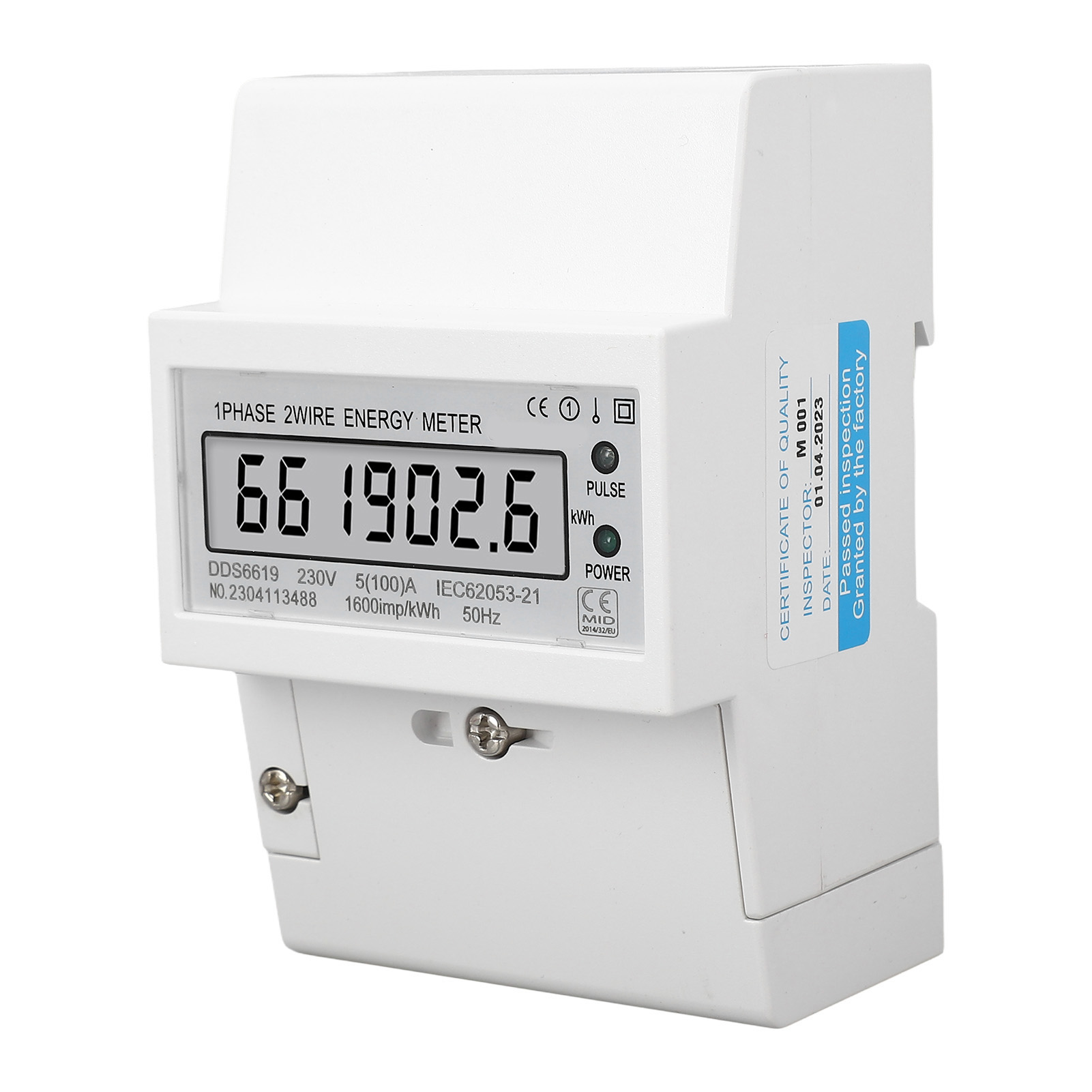 Einphasiger 2-leiter-stromzähler Mit Lcd-anzeige, 230 V Ac, 5 A/100 A, Din-schienenmontage Für Den Hausgebrauch