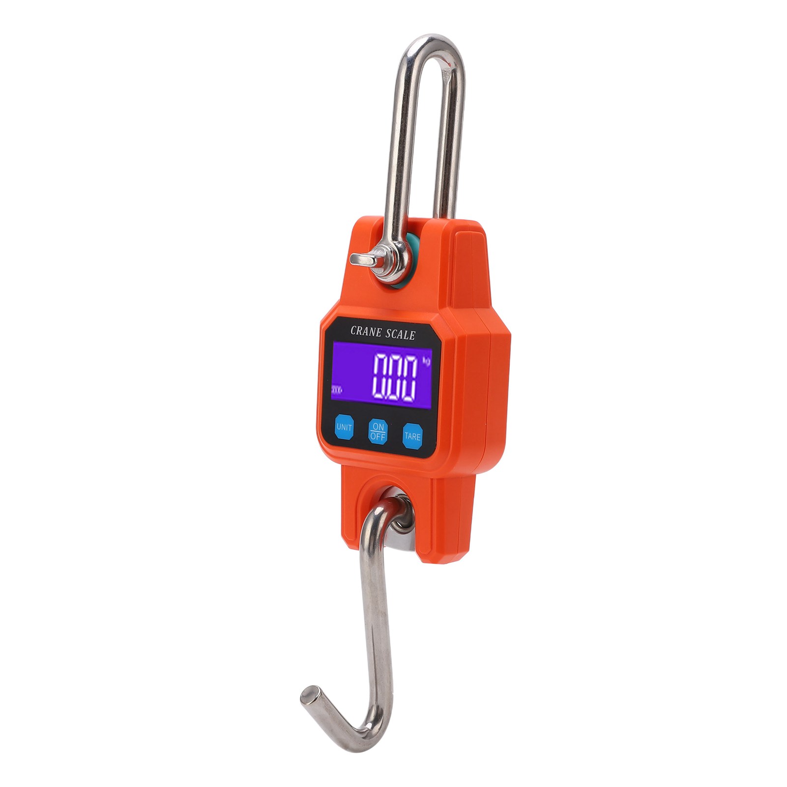 Hängewaage Mit Hintergrundbeleuchteter Digitalanzeige, Wiegekapazität Bis Zu 300 Kg, Orange Farbe, Ideal Für Lagerhallen.