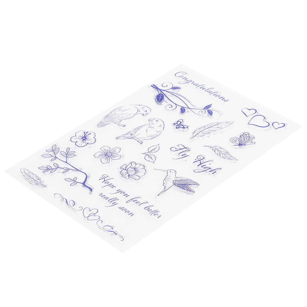 Transparenter Gummistempel Mit Vogel- Und Blumenmotiv Und Stanzformen Für Kreative Hobbys (scrapbooking Usw.).