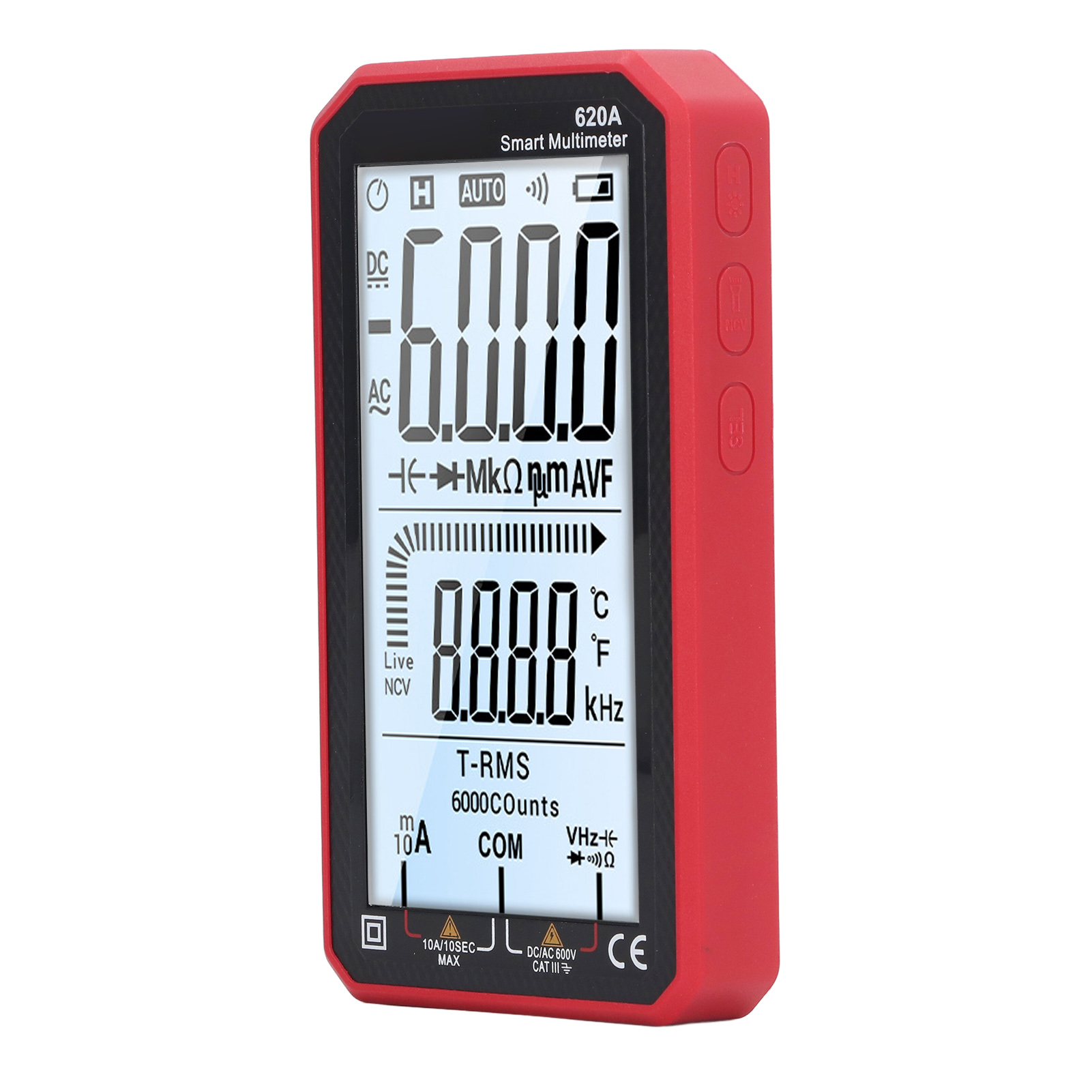 Digitales Multimeter Mit 6000 Zählern, Automatischer Bereichswahl, Ncv-spannungsprüfer, Strom- Und Widerstandsmessgerät