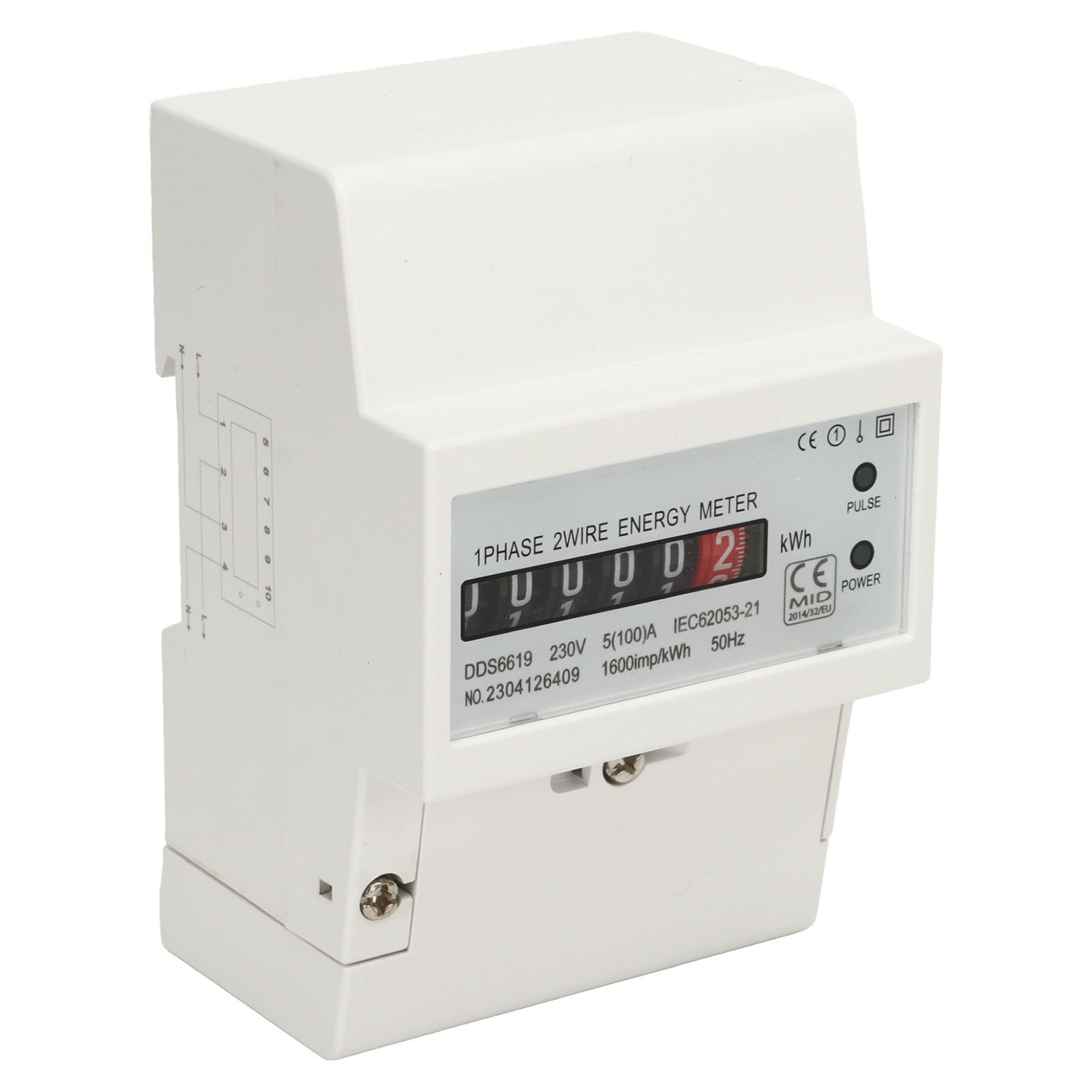 Einphasiger Din-schienen-stromzähler, Wattmeter, Energiezähler, Stromverbrauchsmonitor 230 V 5 (100) A