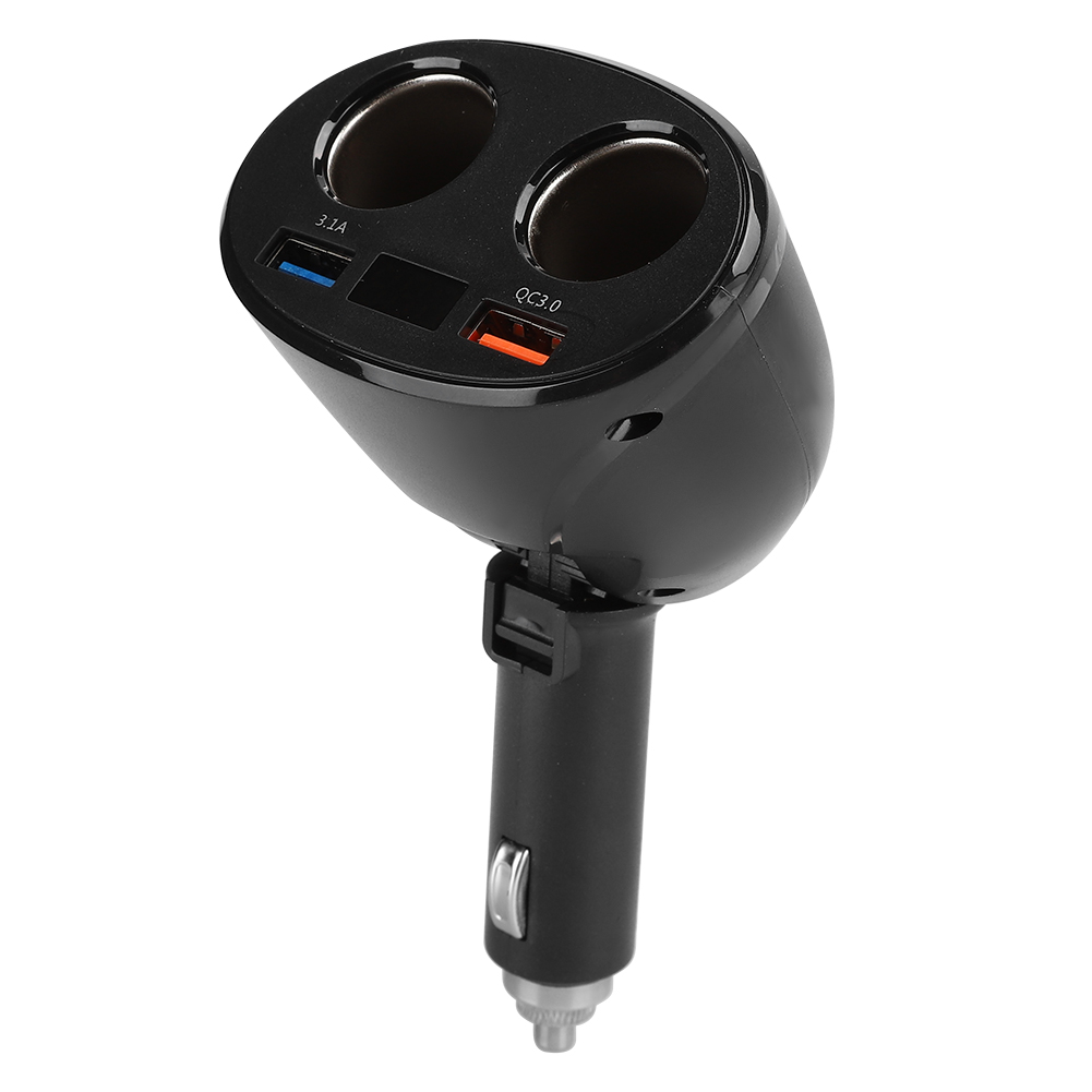 Intelligentes Dual-port-qc3.0-usb-zigarettenanzünder-ladegerät Mit Spannungserkennung, Konstanter Temperatur, Stabilem Strom Und Rotationsfunktion.