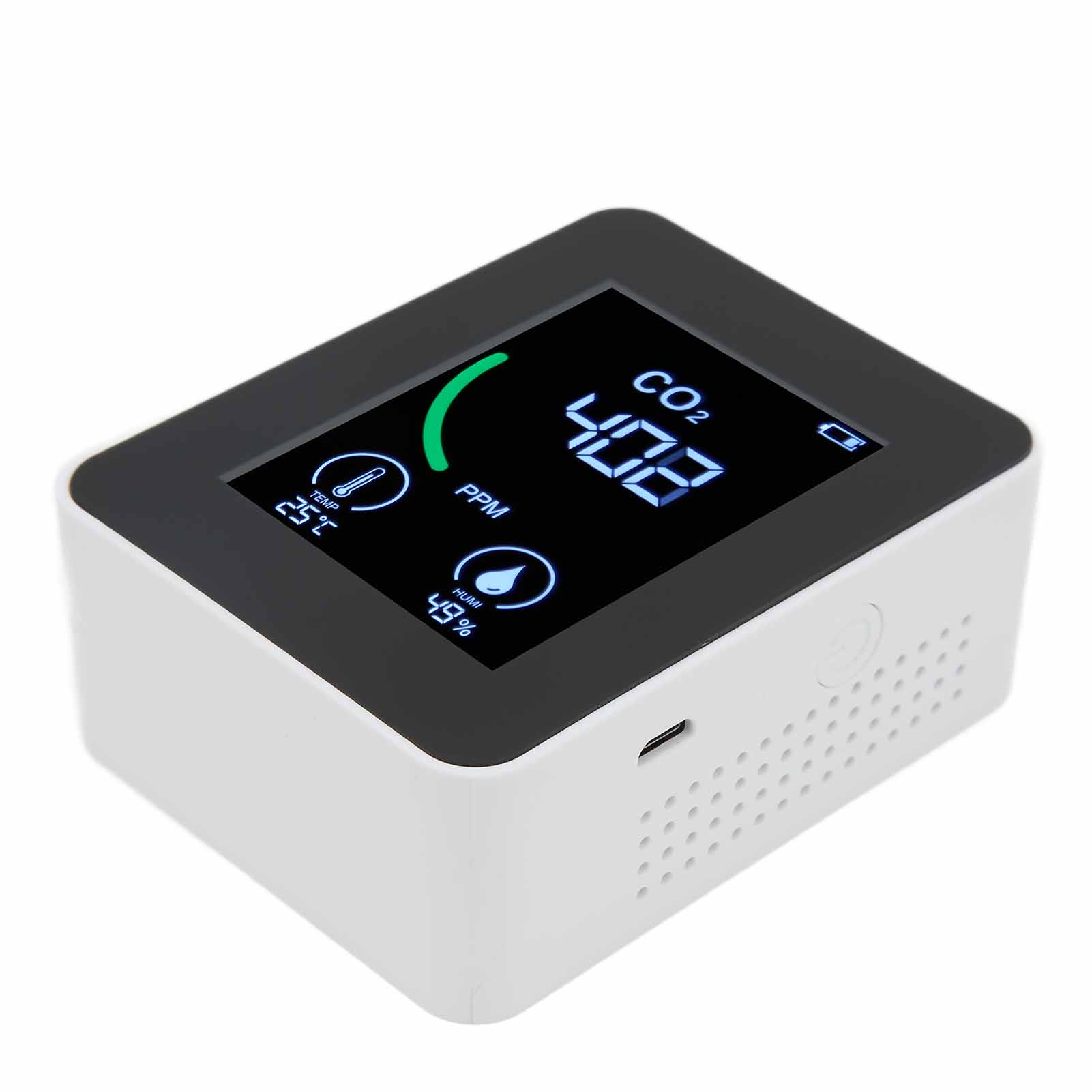 Zn-2co1tb 3-in-1 Luftqualitätsmonitor, Bluetooth-datenspeicher, Intelligenter, Hochpräziser, Tragbarer Co₂-detektor, Weiß