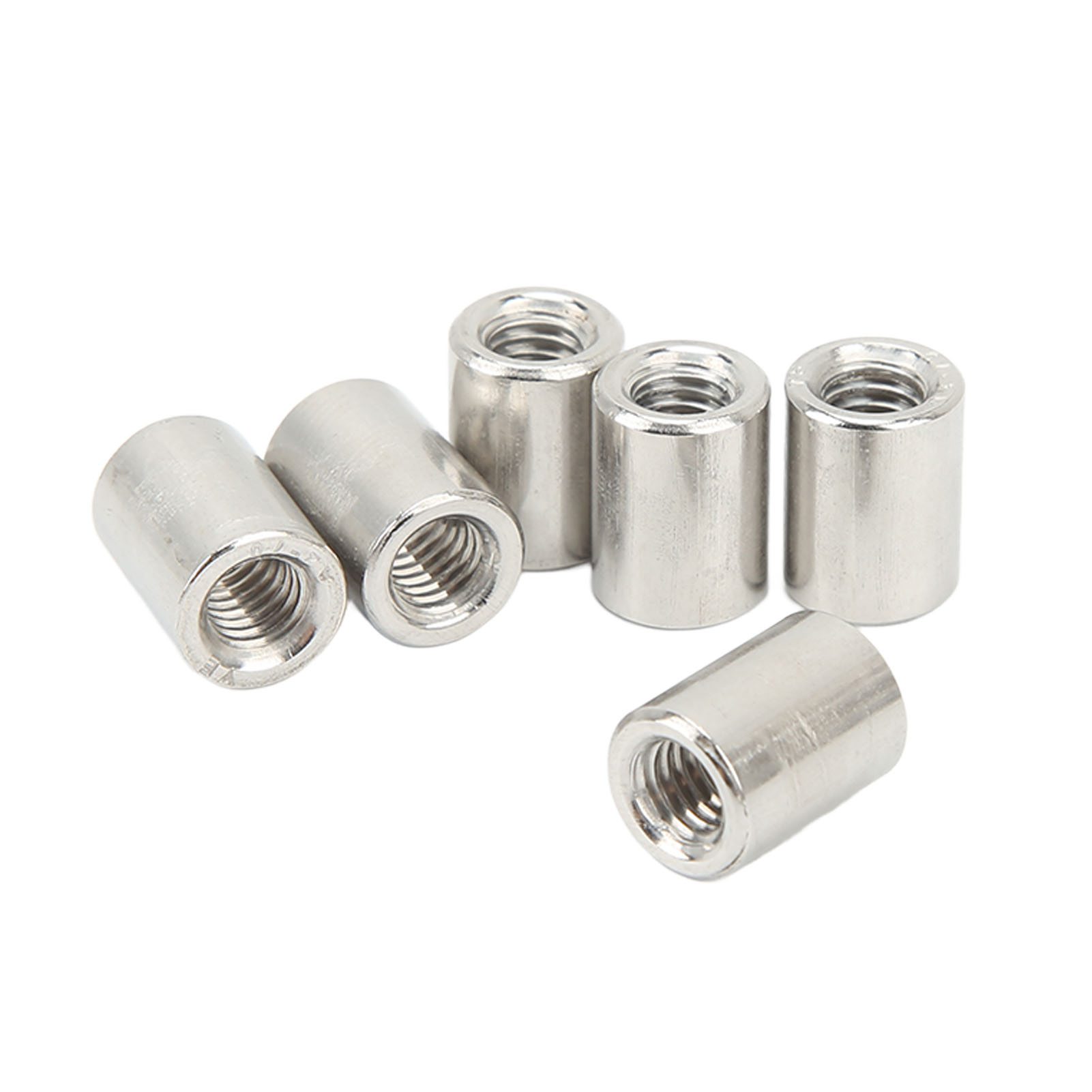 50 Verbindungsmuttern Für Rundstangen, Innengewinde, Edelstahl 304, M6x1,0, Länge 13 Mm