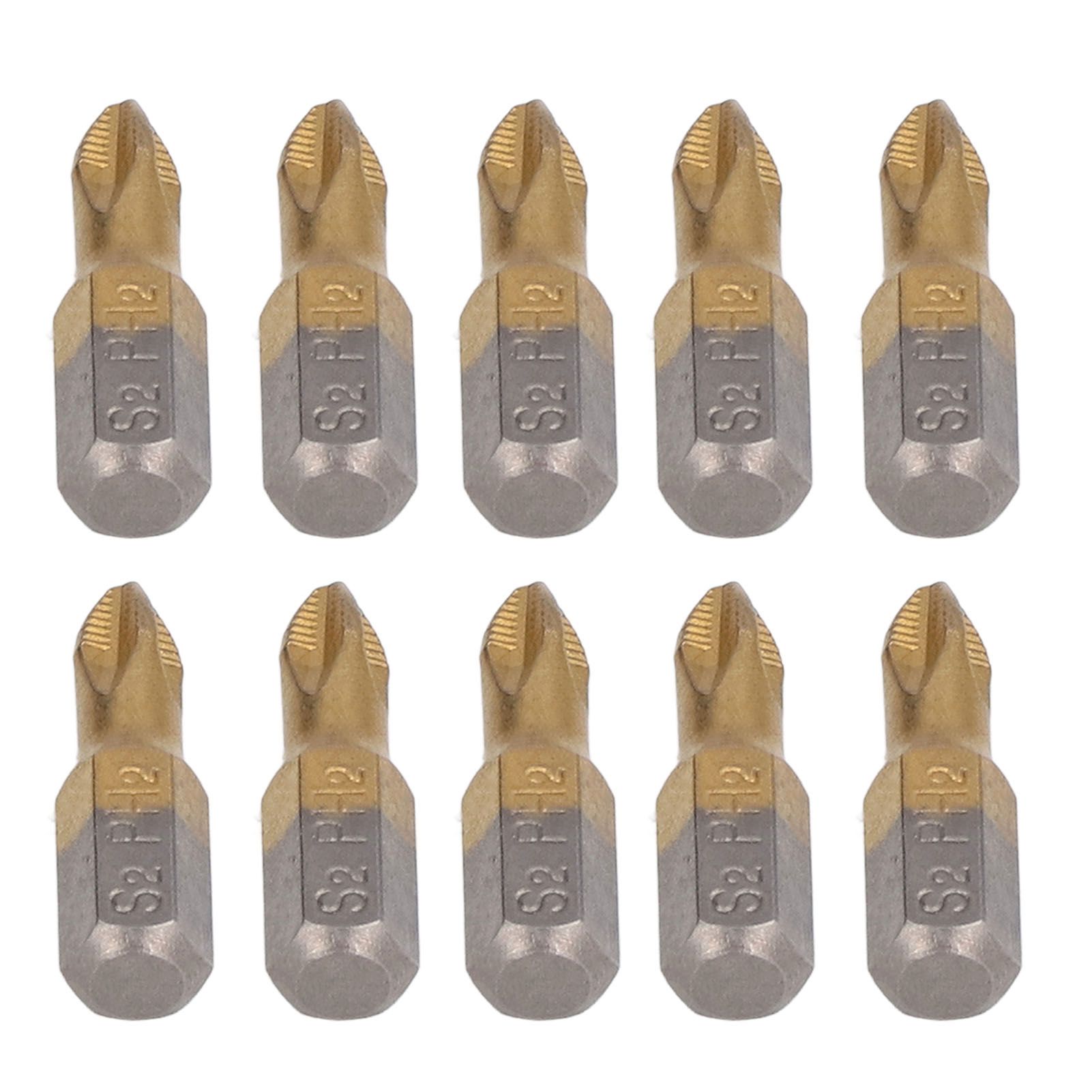Set Mit 10 Rutschfesten Phillips-schraubendreherbits, 1/4"-sechskantschaft, Titanbeschichteter Legierter Stahl, Kurze Elektrowerkzeuge