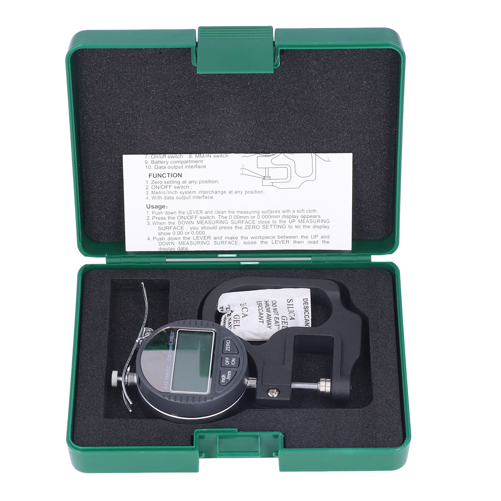 Digitales Lcd-mikrometer Zur Dickenmessung, Präzises Messwerkzeug Für Papier Und Folie, 0–12,7 Mm