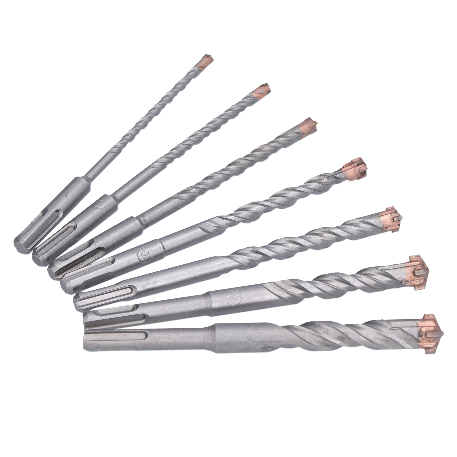 Satz Mit 7 Betonbohrern (160 Mm / 3/8 Zoll) Mit Hartmetall-kreuzkopf Und Rundgriff Für Die Mechanische Bearbeitung