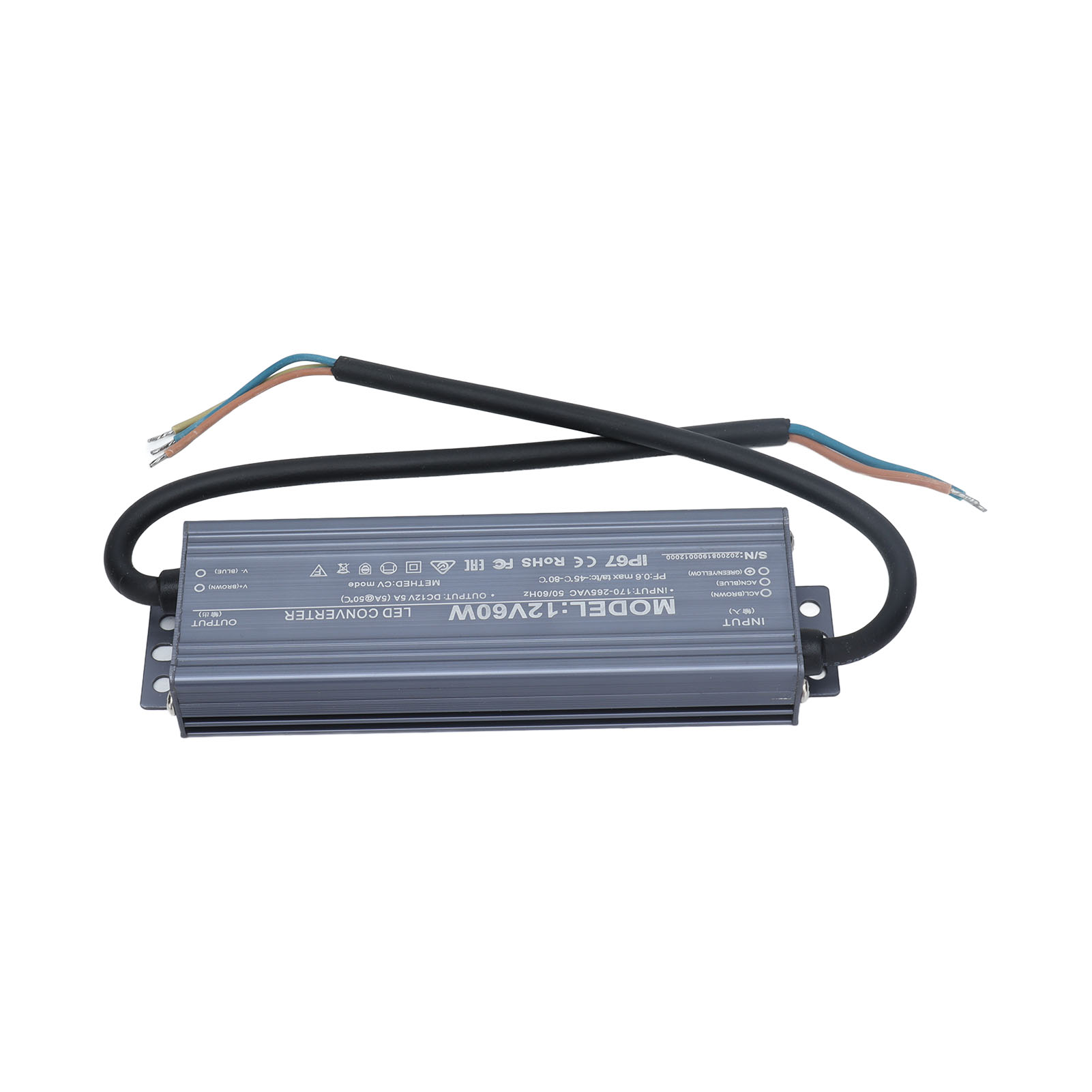 Led-netzteil, Steuertransformator, Ip67 Wasserdicht, 60 W Konstantspannung, Ac 170–265 V, 12 V, 5 A