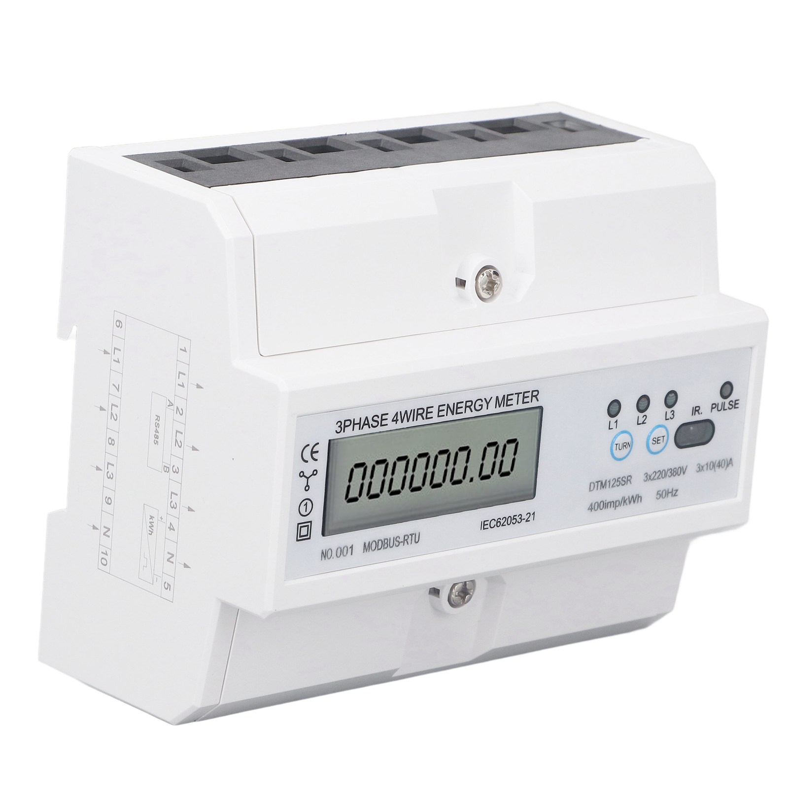 Dreiphasiger, Vieradriger Elektronischer Energiezähler, 35-mm-din-schienenmontage, Digitaler Stromzähler Für 220 V Oder 380 V, 10 Bis 40 A