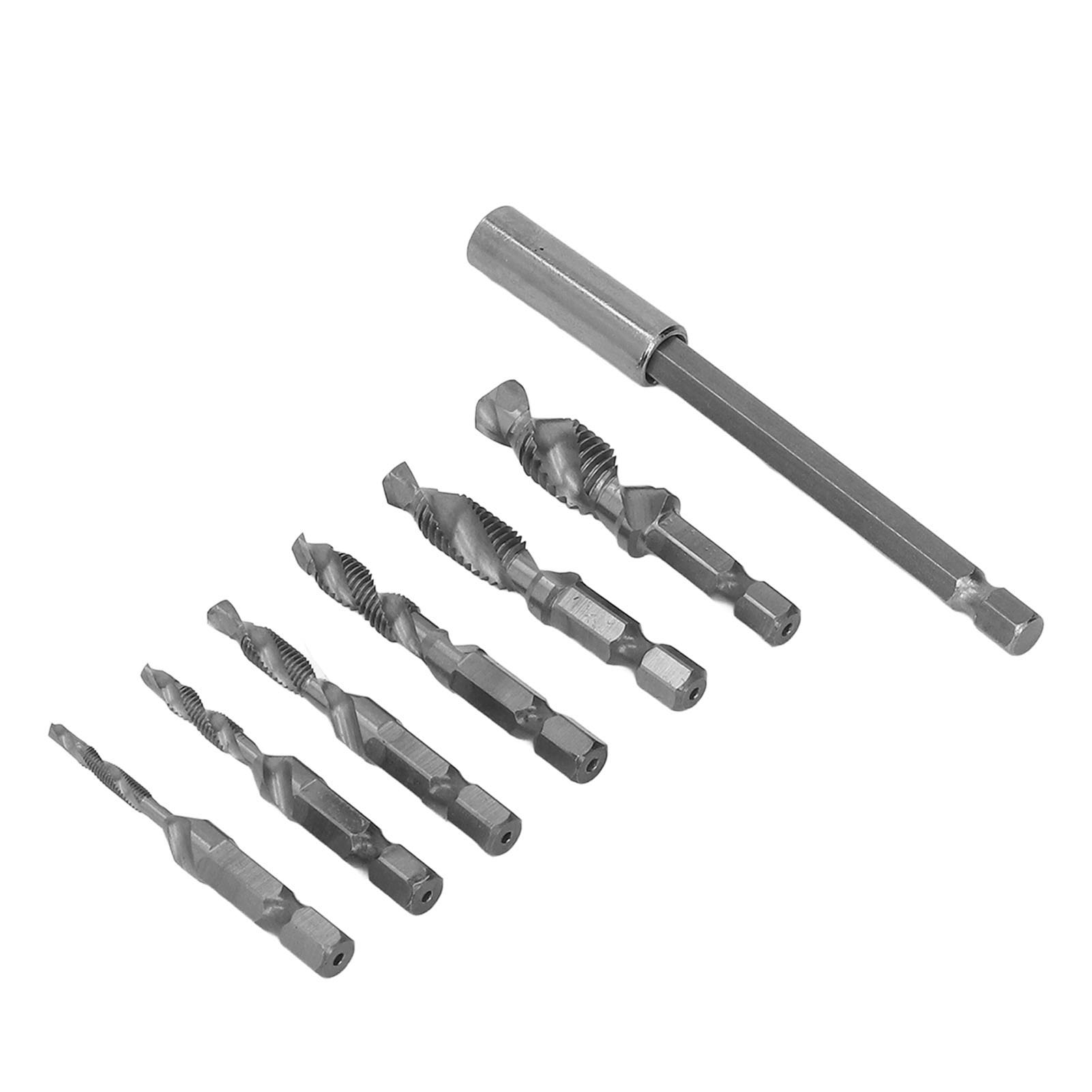 Satz Kombinationsgewindebohrer Mit Sechskantschaft, Spiralförmig, Metrisch M3-m10 Für Stahl, Aluminium, Blech, Dünne Platten, Silber