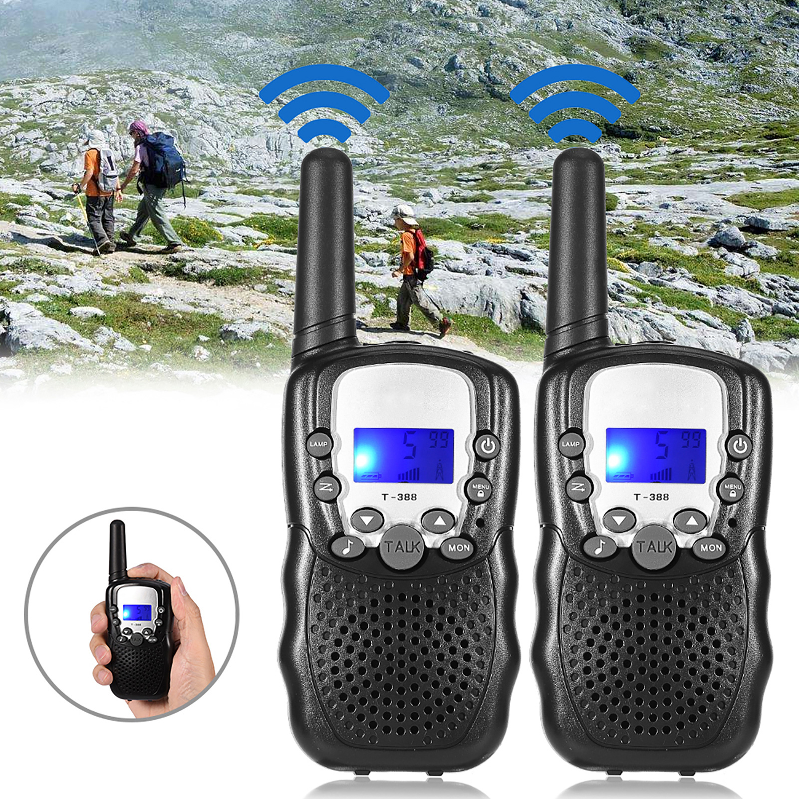 Set Aus 2 Mehrkanal-walkie-talkies Mit Einer Reichweite Von 3 Km, Zwei-wege-funkgerät, Ideales Kinderspielzeug Für Outdoor-aktivitäten (schwarz).