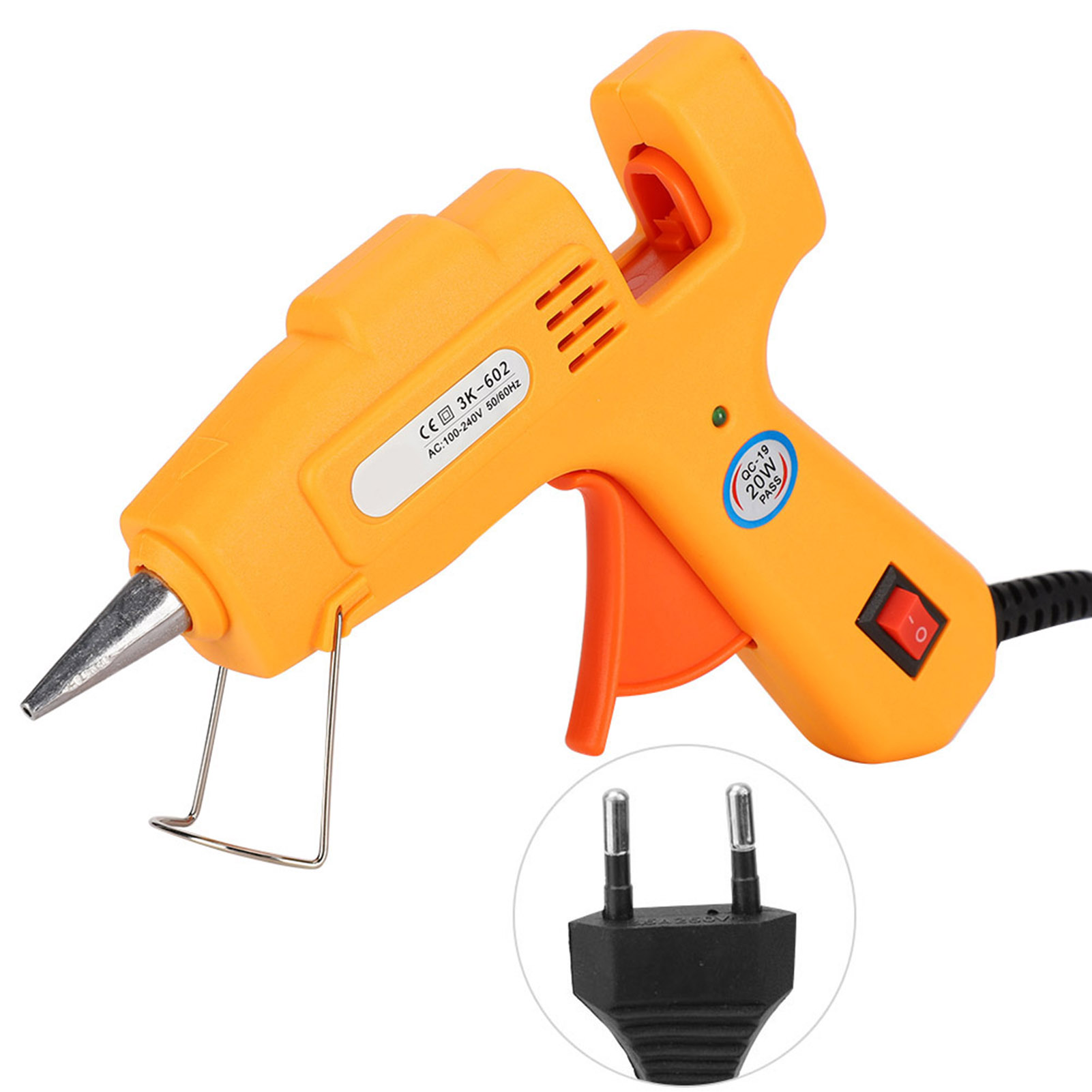 Mini-profi-heißklebepistole, Elektrisch, 20 W, Heimwerkerwerkzeug, Gelb, 100-240 V Stecker.