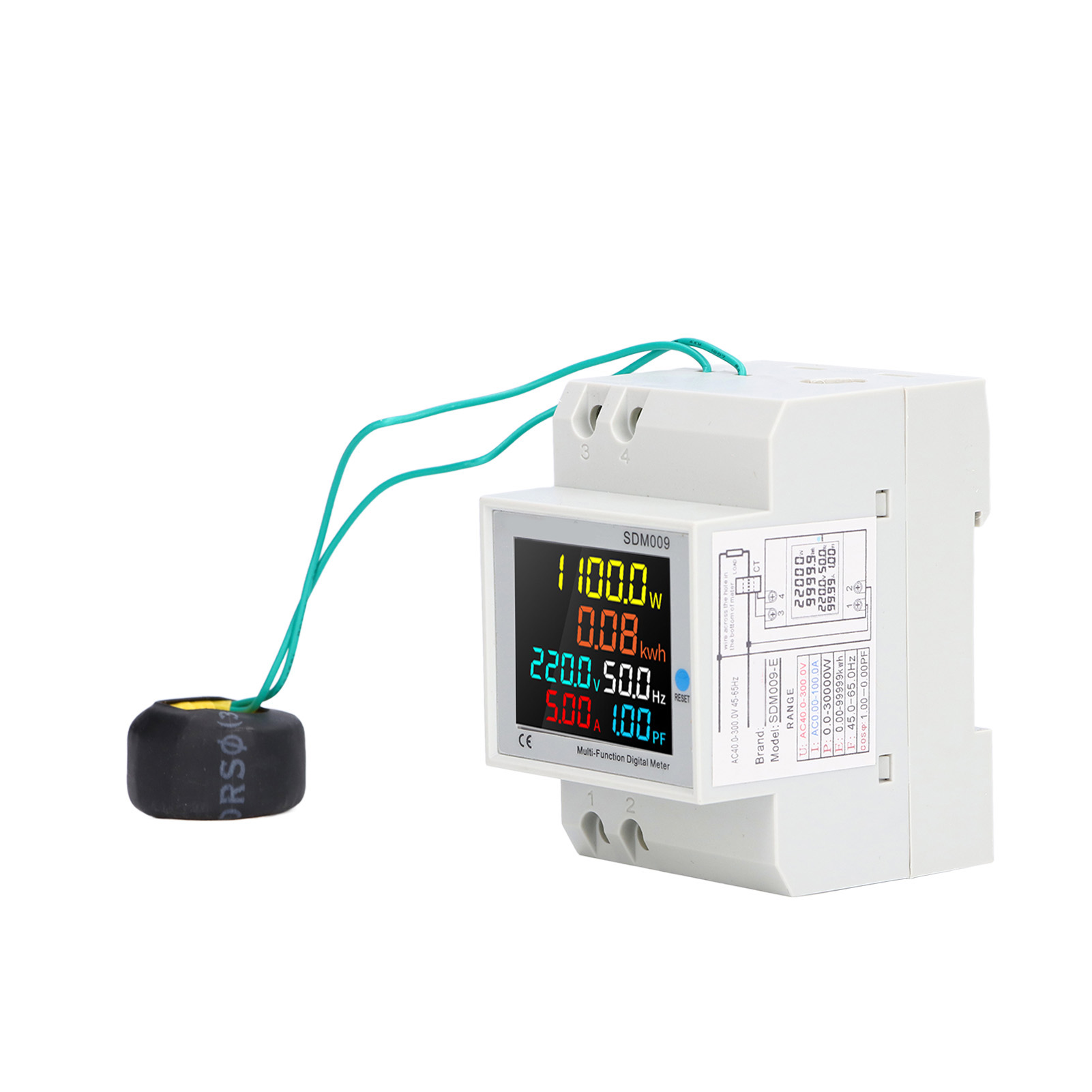 Einphasiges Digitales Leistungsfaktormessgerät – Voltmeter, Strom- Und Frequenzmesser Ac40–300 V