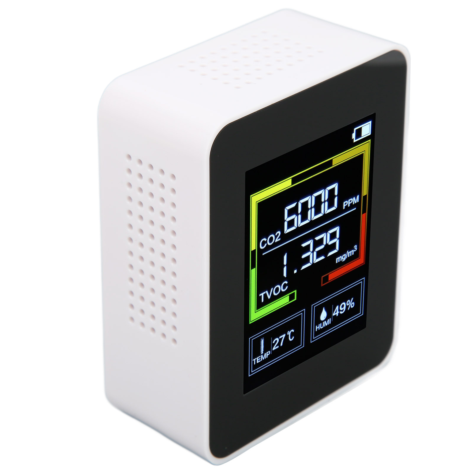 Znaz2co2 Kohlendioxid-detektor, Tovc 4-in-1 Smart-luftqualitätsmonitor, Tragbares Thermometer Und Hygrometer (weiß)