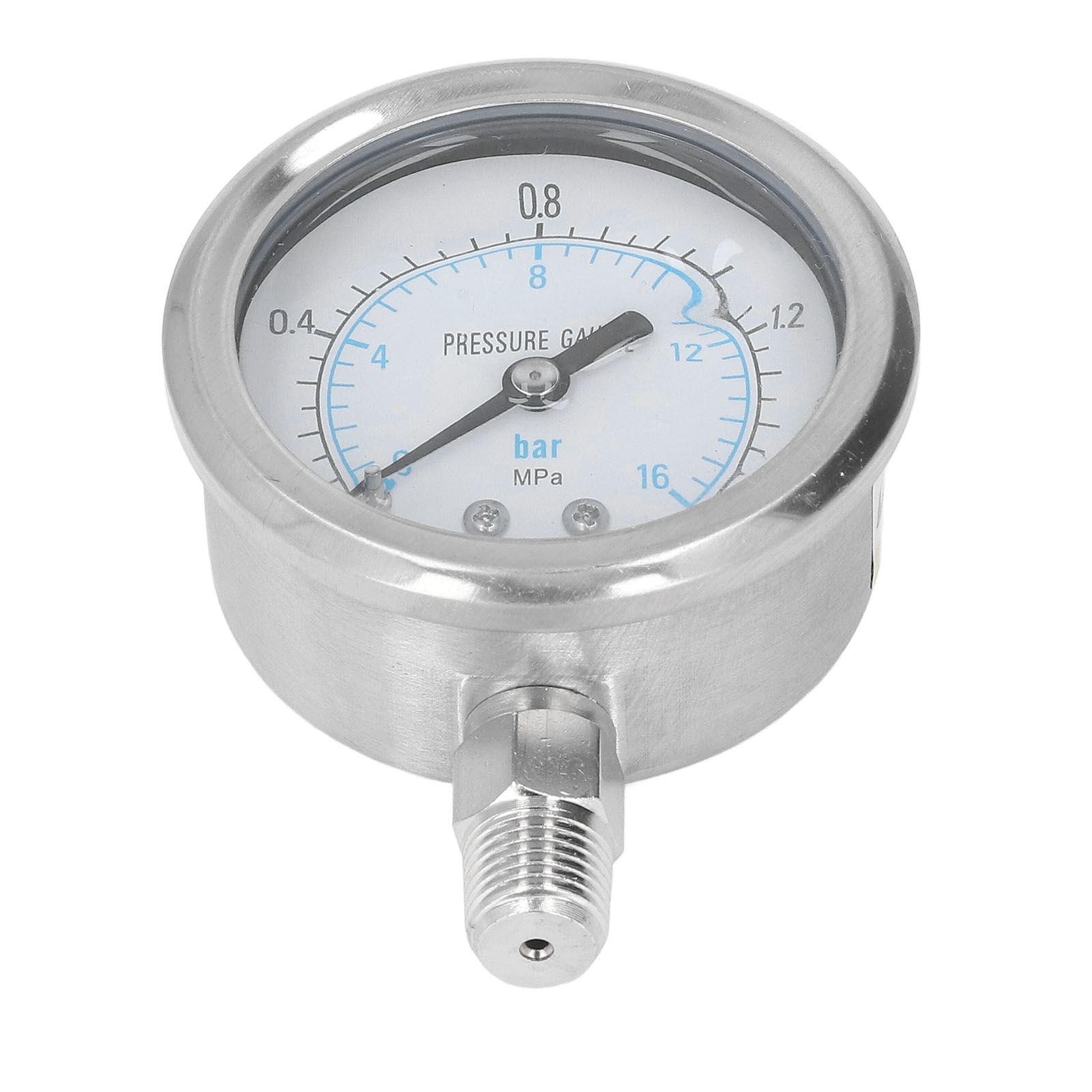Vakuummeter, Edelstahlgehäuse, 1/4 Npt-anschluss Unten, Messbereich 0-1,6 Mpa