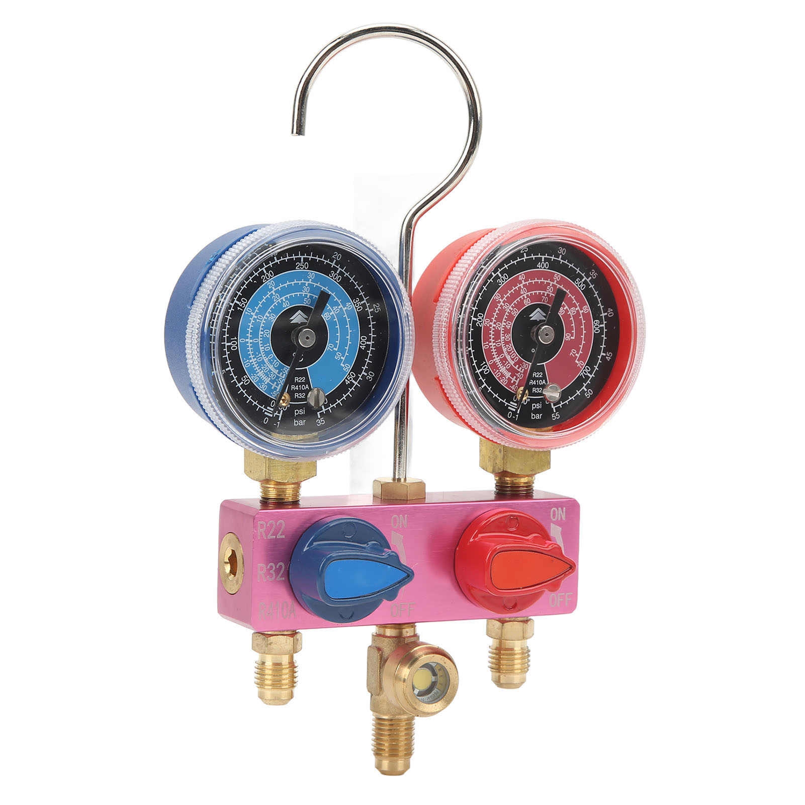 Mini G1/4 Diagnose-druckmanometer Mit Metallknopf Für Klimaanlagen, Kompatibel Mit Den Kältemitteln R22, R32 Und R410a.