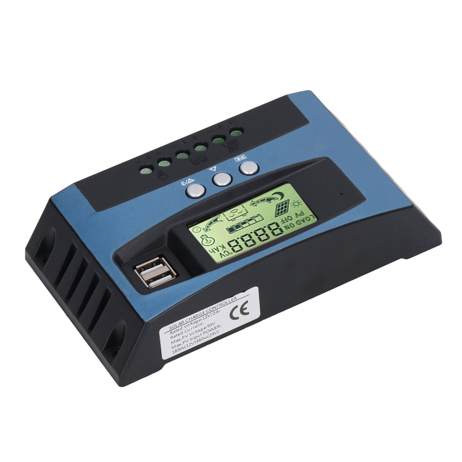 12v/24v Mppt-solarladeregler Mit Automatischer Erkennung, Lcd-bildschirm, Zwei Usb-ausgängen Und Einstellbarem 20a-solarleistungsregler