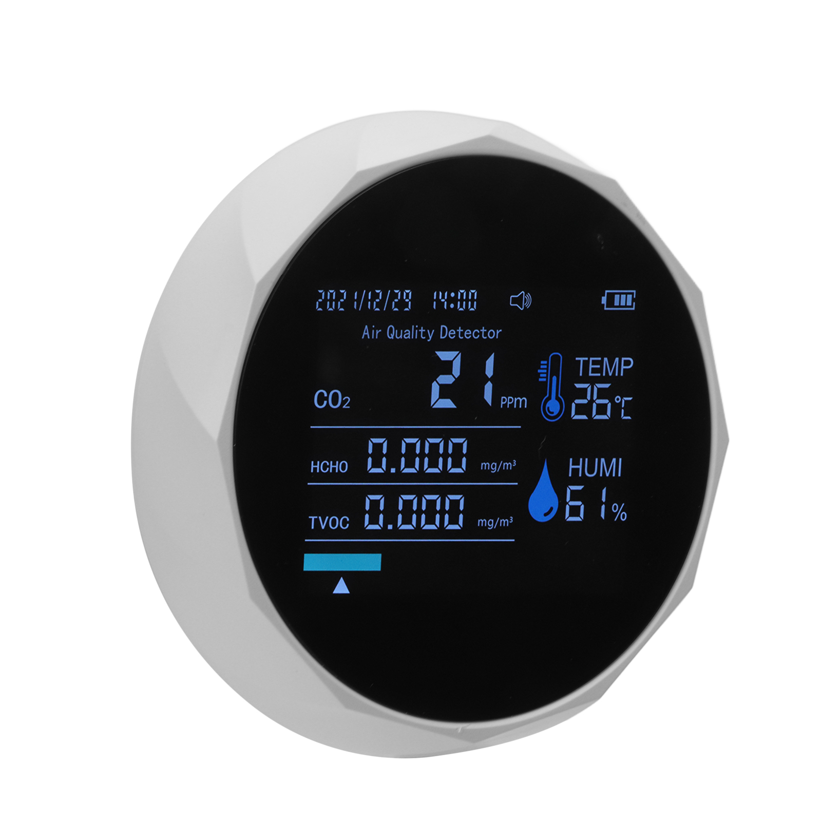 7-in-1 Co₂-monitor – Intelligenter Luftqualitätsdetektor (temperatur, Luftfeuchtigkeit, Vocs) – Weiß