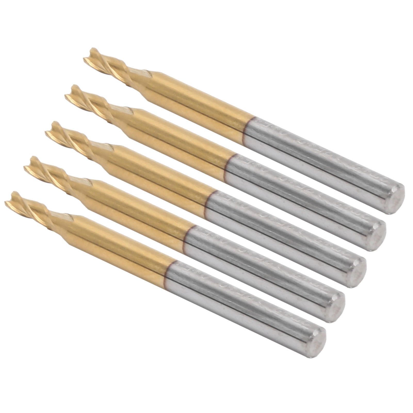 5 Flachfräser Mit 3 Schneiden, Rundschaft Und Titanbeschichtetem Zubehör, 3,175 X 2 X 5 X 40